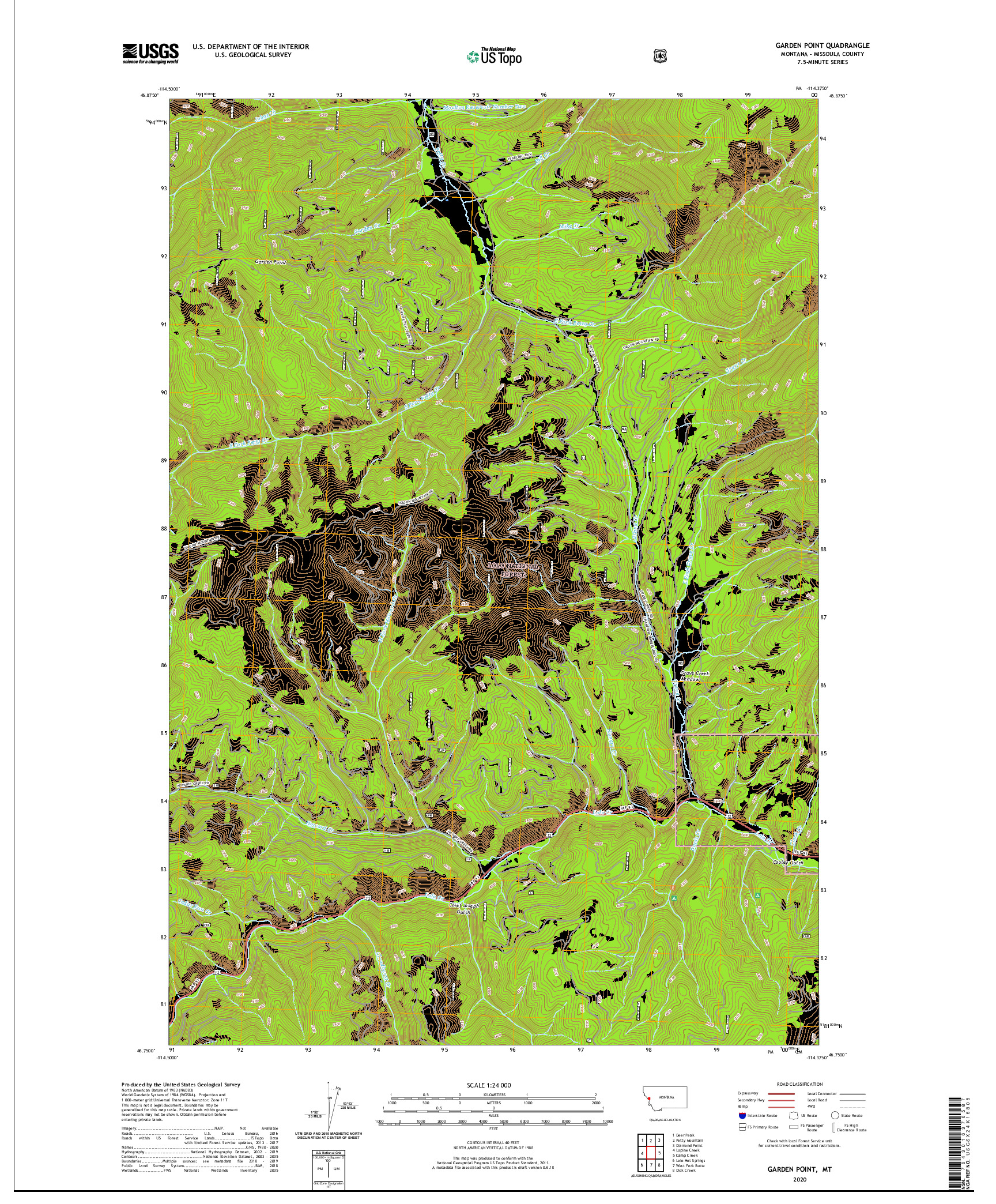 USGS US TOPO 7.5-MINUTE MAP FOR GARDEN POINT, MT 2020