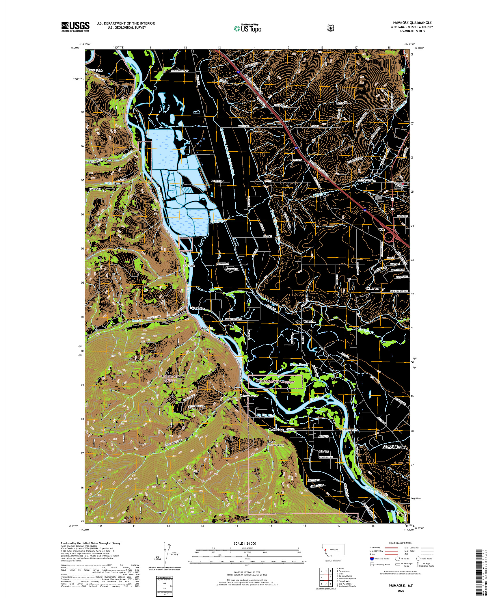 USGS US TOPO 7.5-MINUTE MAP FOR PRIMROSE, MT 2020