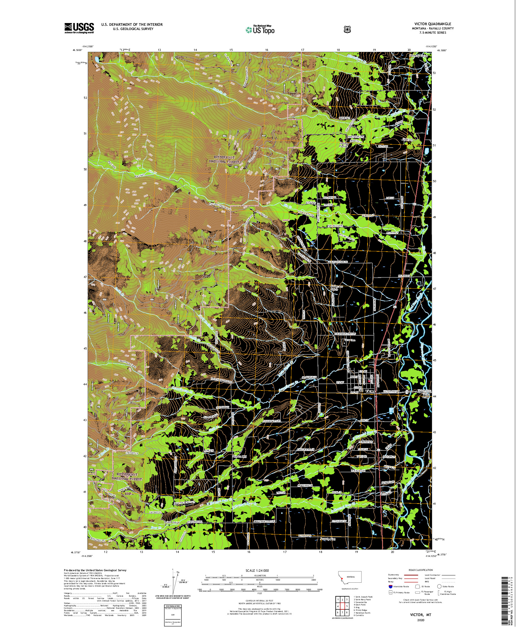 USGS US TOPO 7.5-MINUTE MAP FOR VICTOR, MT 2020