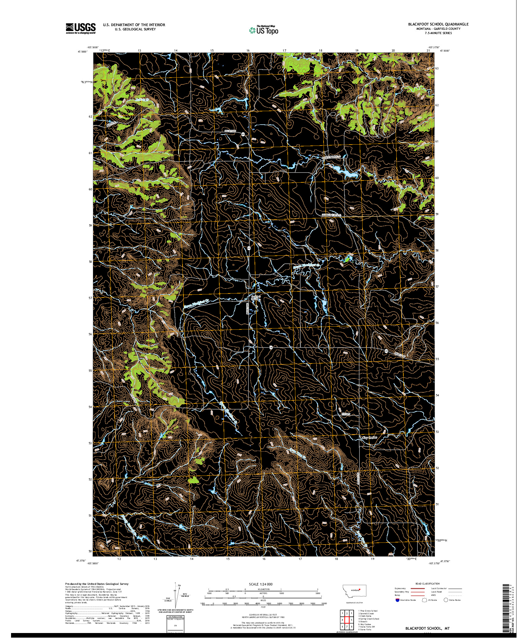 USGS US TOPO 7.5-MINUTE MAP FOR BLACKFOOT SCHOOL, MT 2020