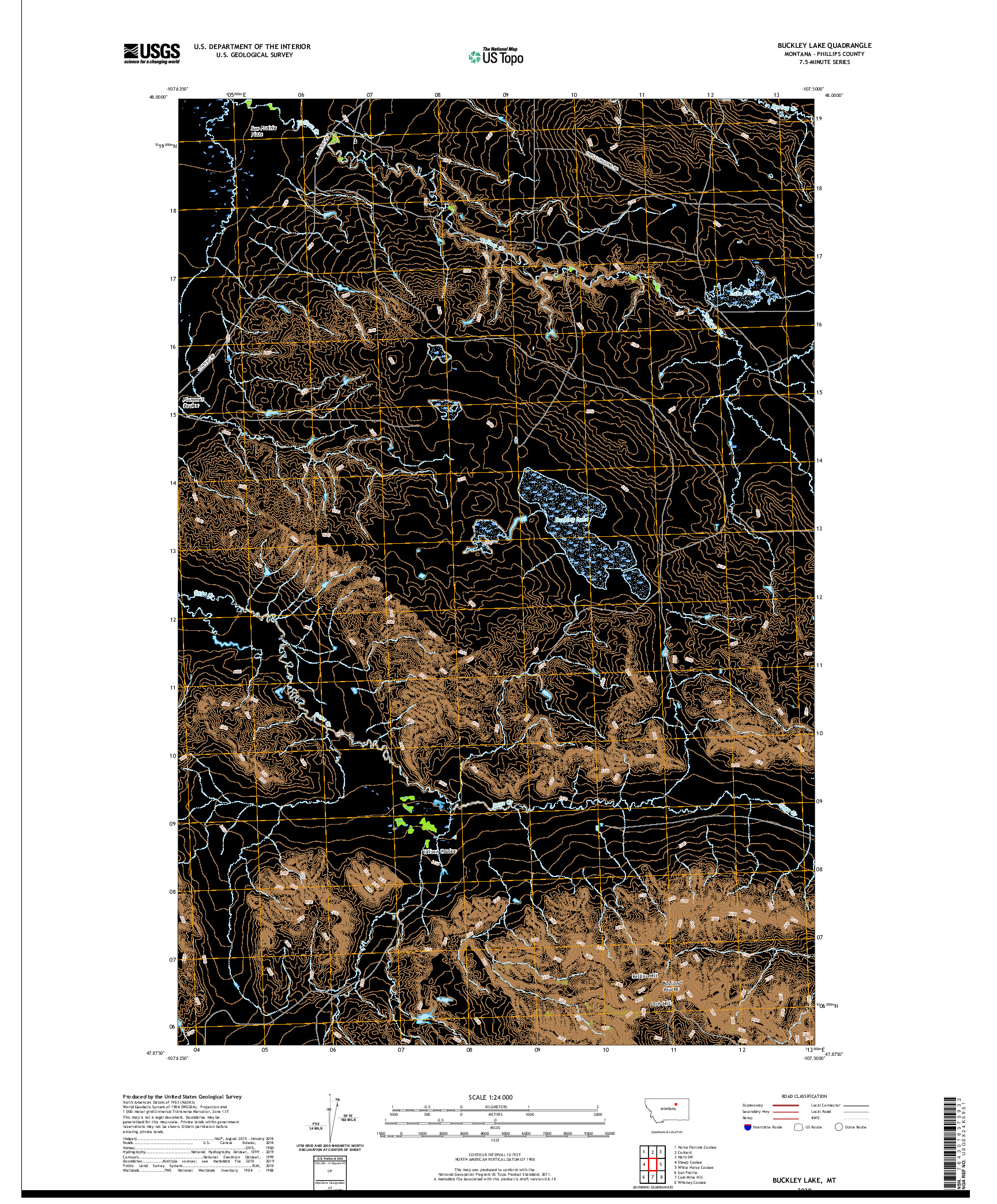 USGS US TOPO 7.5-MINUTE MAP FOR BUCKLEY LAKE, MT 2020