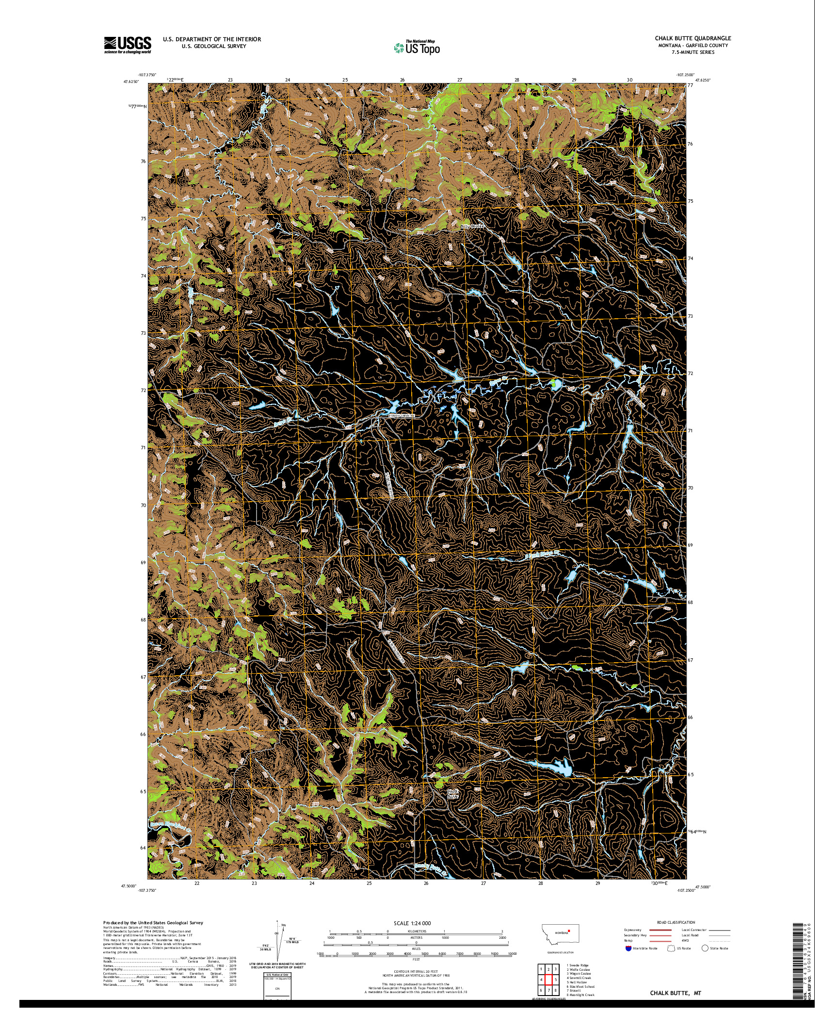 USGS US TOPO 7.5-MINUTE MAP FOR CHALK BUTTE, MT 2020