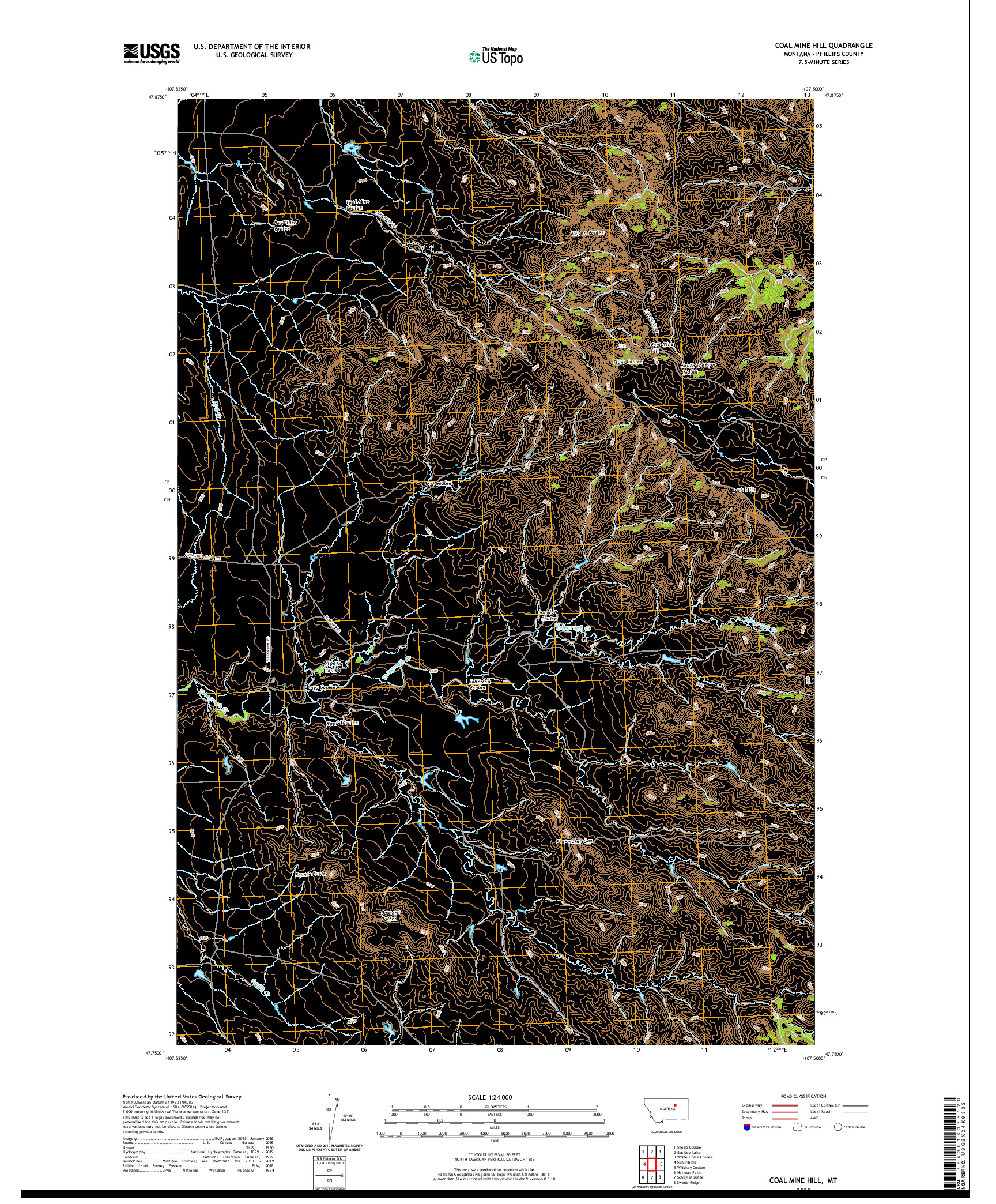 USGS US TOPO 7.5-MINUTE MAP FOR COAL MINE HILL, MT 2020