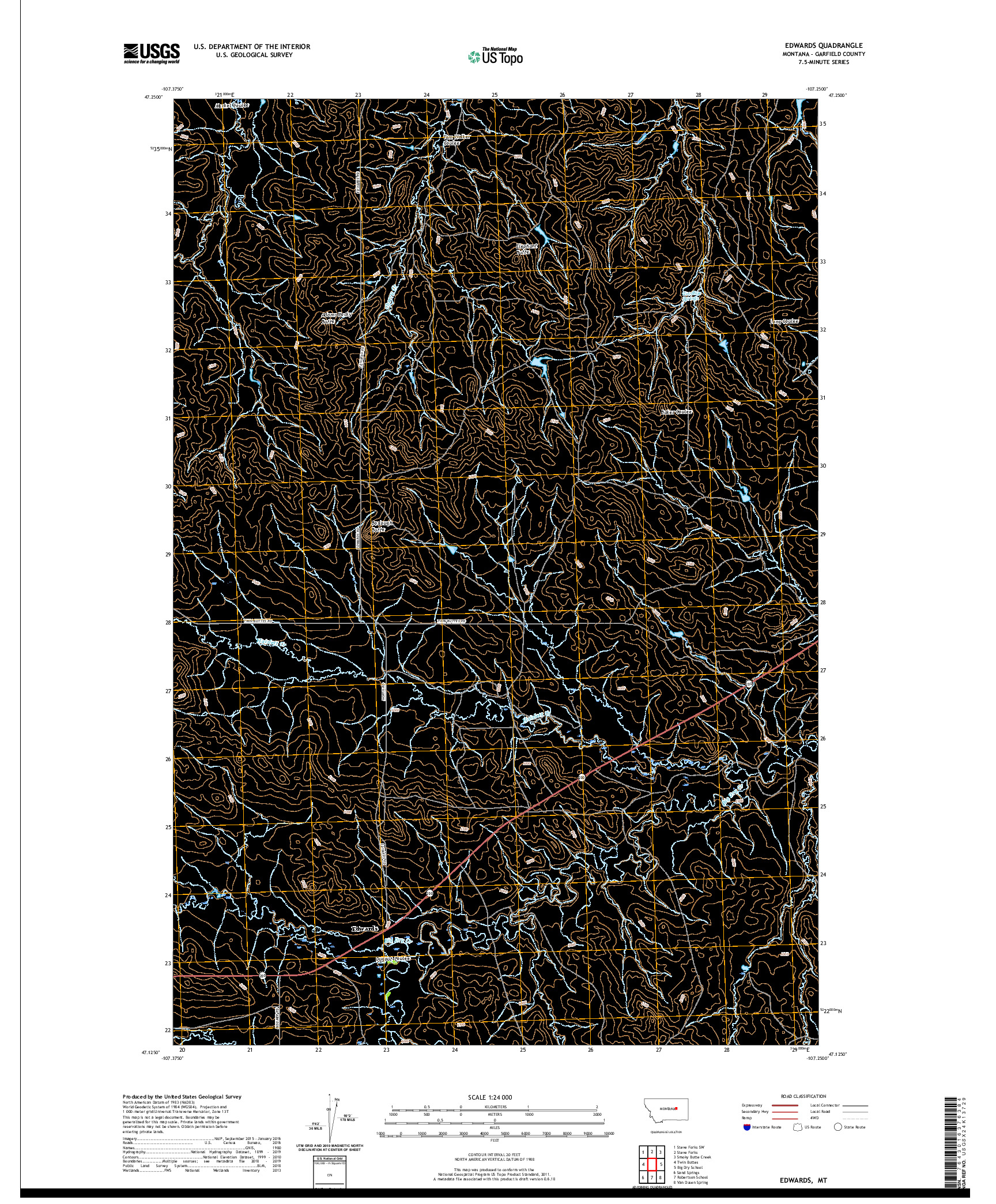 USGS US TOPO 7.5-MINUTE MAP FOR EDWARDS, MT 2020