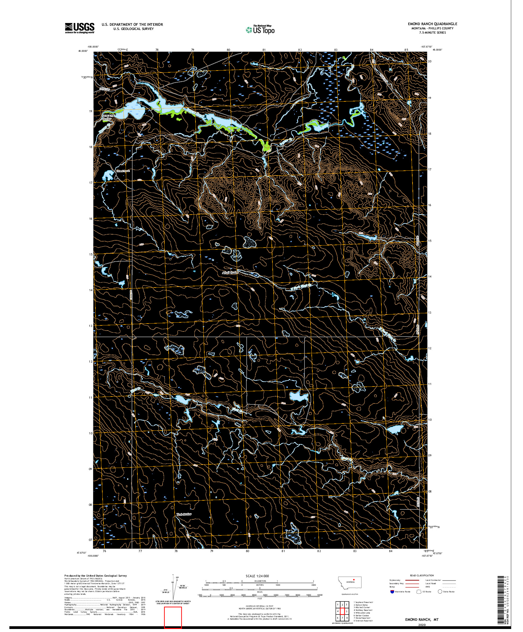 USGS US TOPO 7.5-MINUTE MAP FOR EMOND RANCH, MT 2020