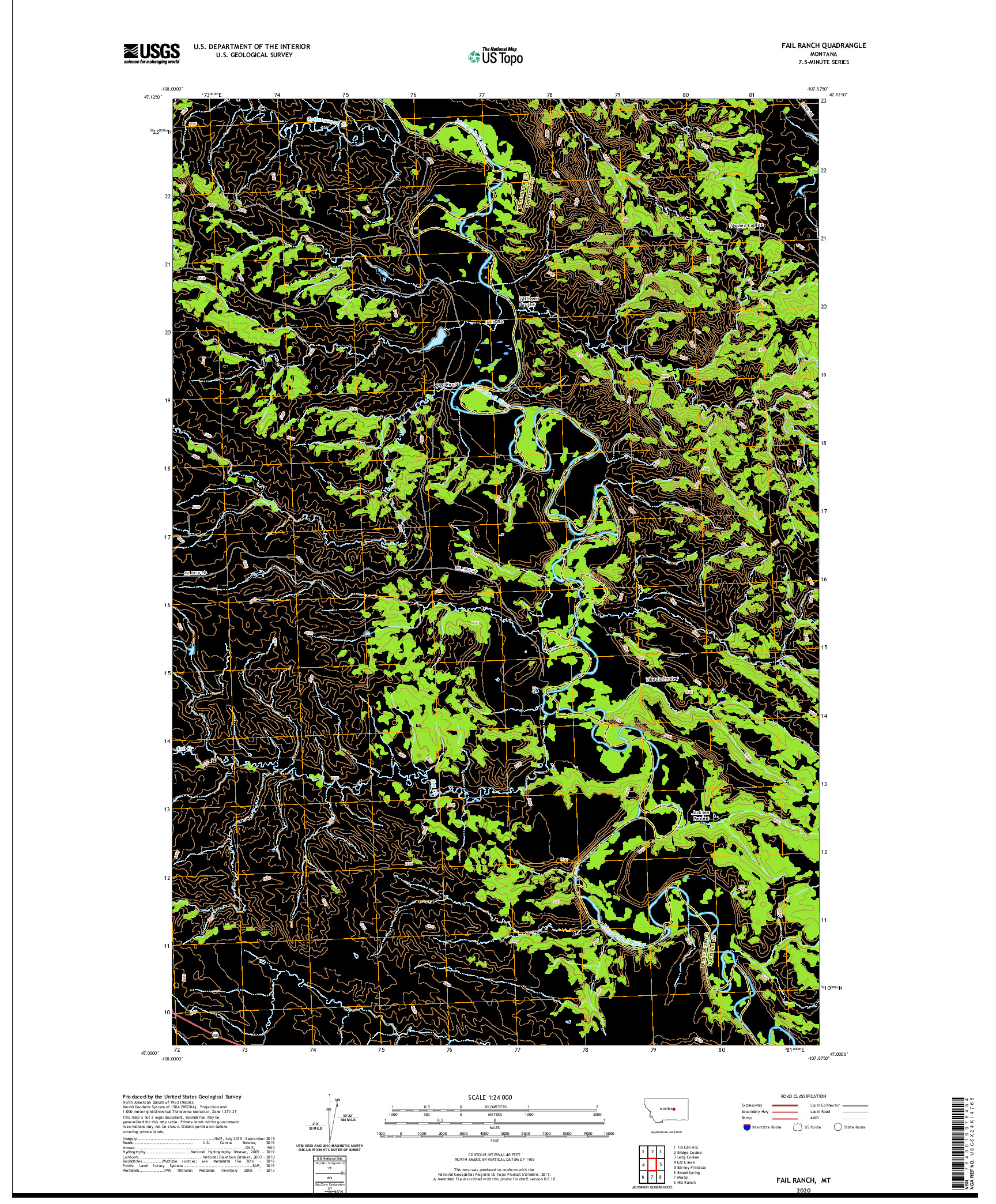 USGS US TOPO 7.5-MINUTE MAP FOR FAIL RANCH, MT 2020