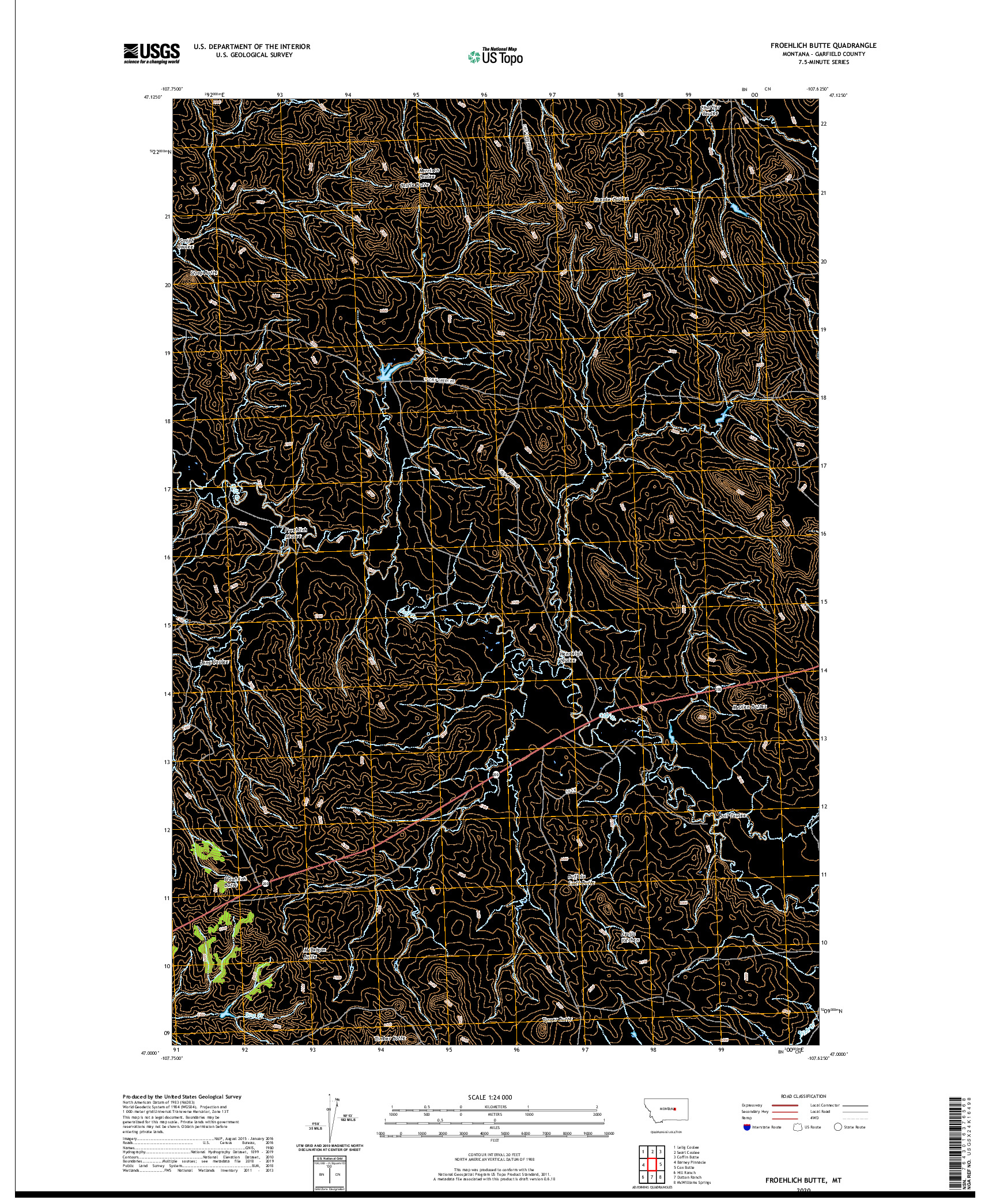 USGS US TOPO 7.5-MINUTE MAP FOR FROEHLICH BUTTE, MT 2020