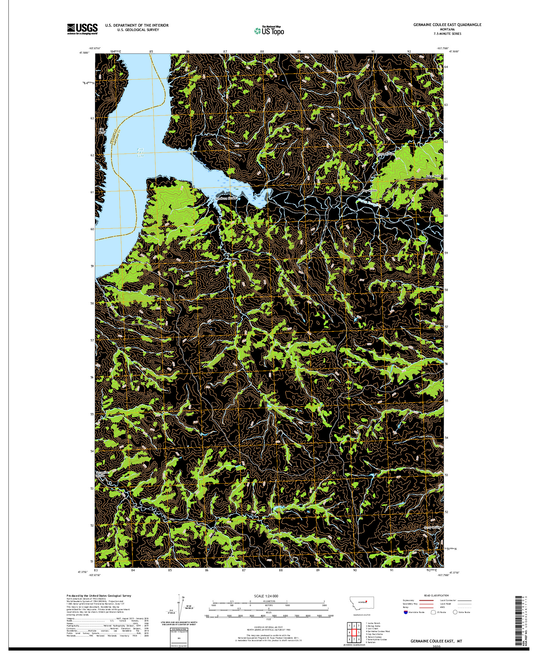 USGS US TOPO 7.5-MINUTE MAP FOR GERMAINE COULEE EAST, MT 2020