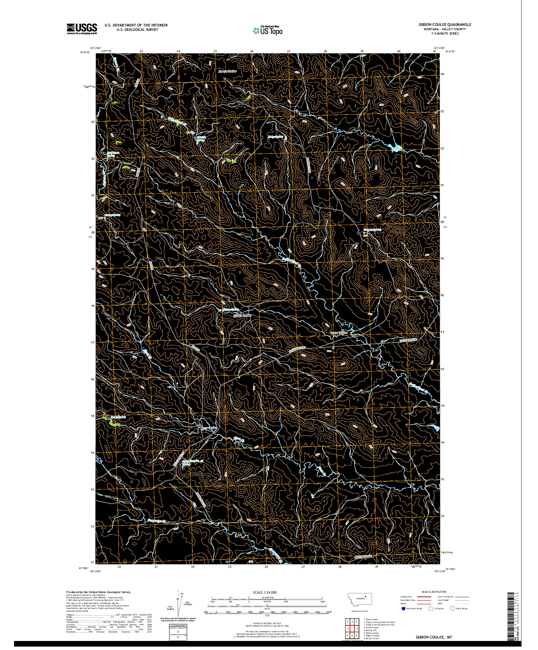 USGS US TOPO 7.5-MINUTE MAP FOR GIBSON COULEE, MT 2020