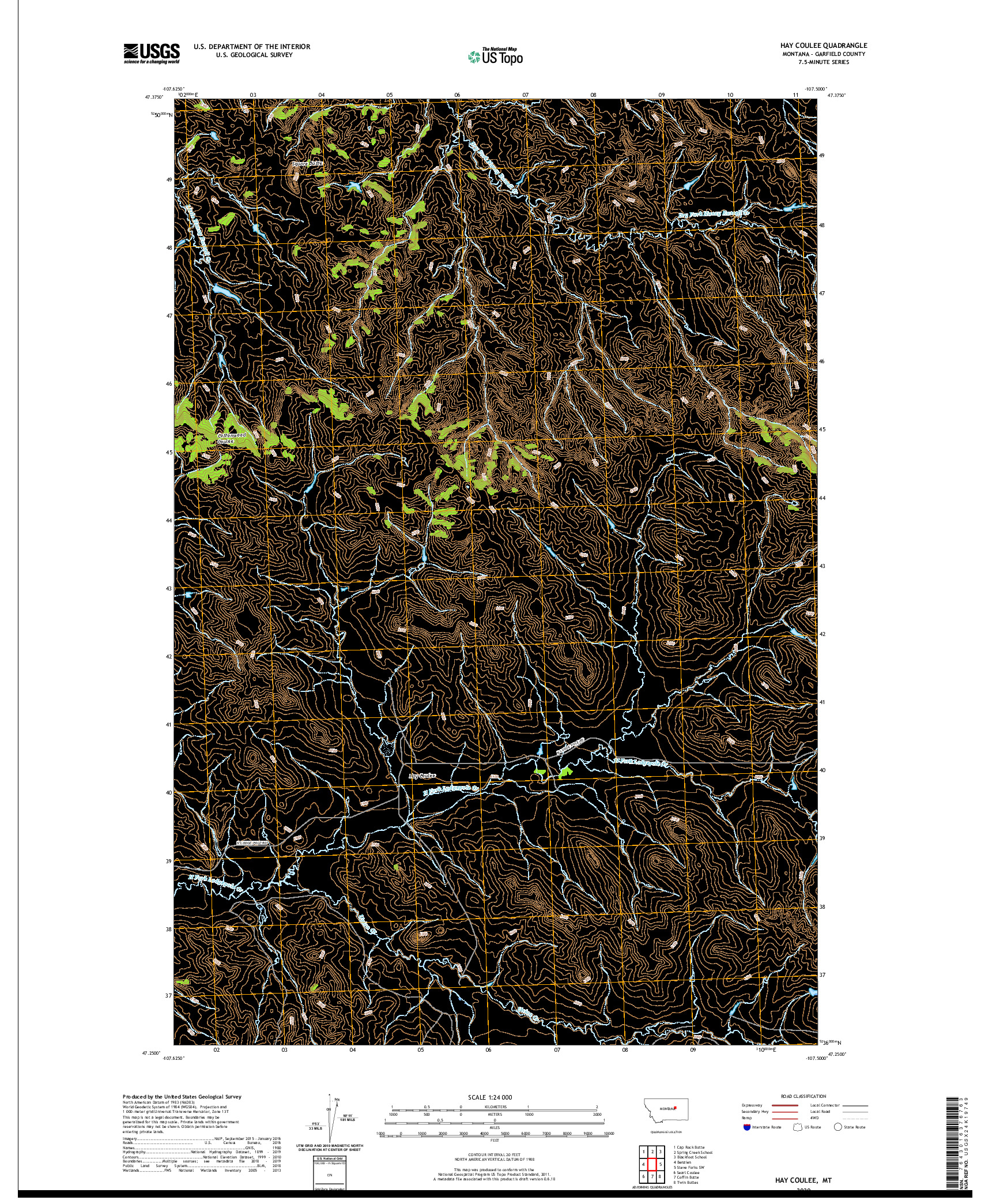 USGS US TOPO 7.5-MINUTE MAP FOR HAY COULEE, MT 2020