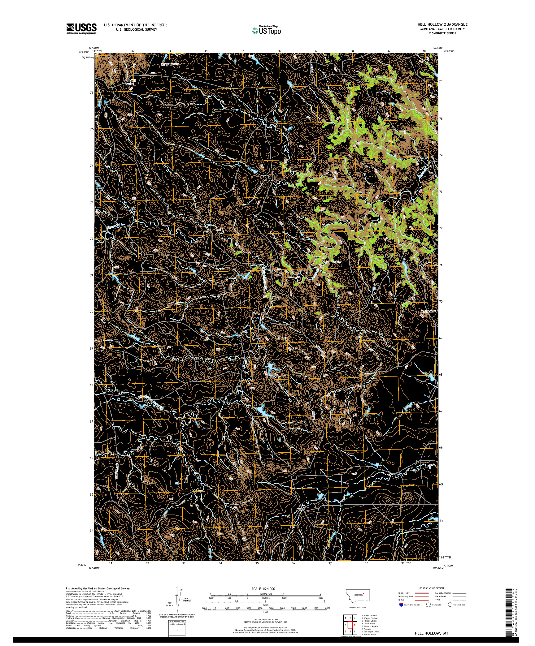 USGS US TOPO 7.5-MINUTE MAP FOR HELL HOLLOW, MT 2020