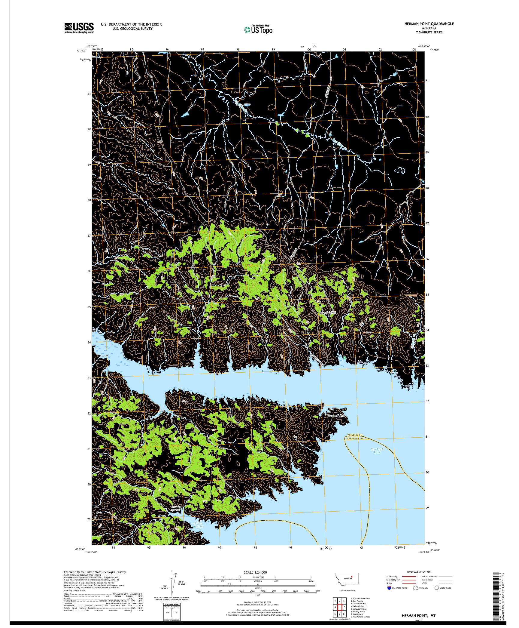 USGS US TOPO 7.5-MINUTE MAP FOR HERMAN POINT, MT 2020