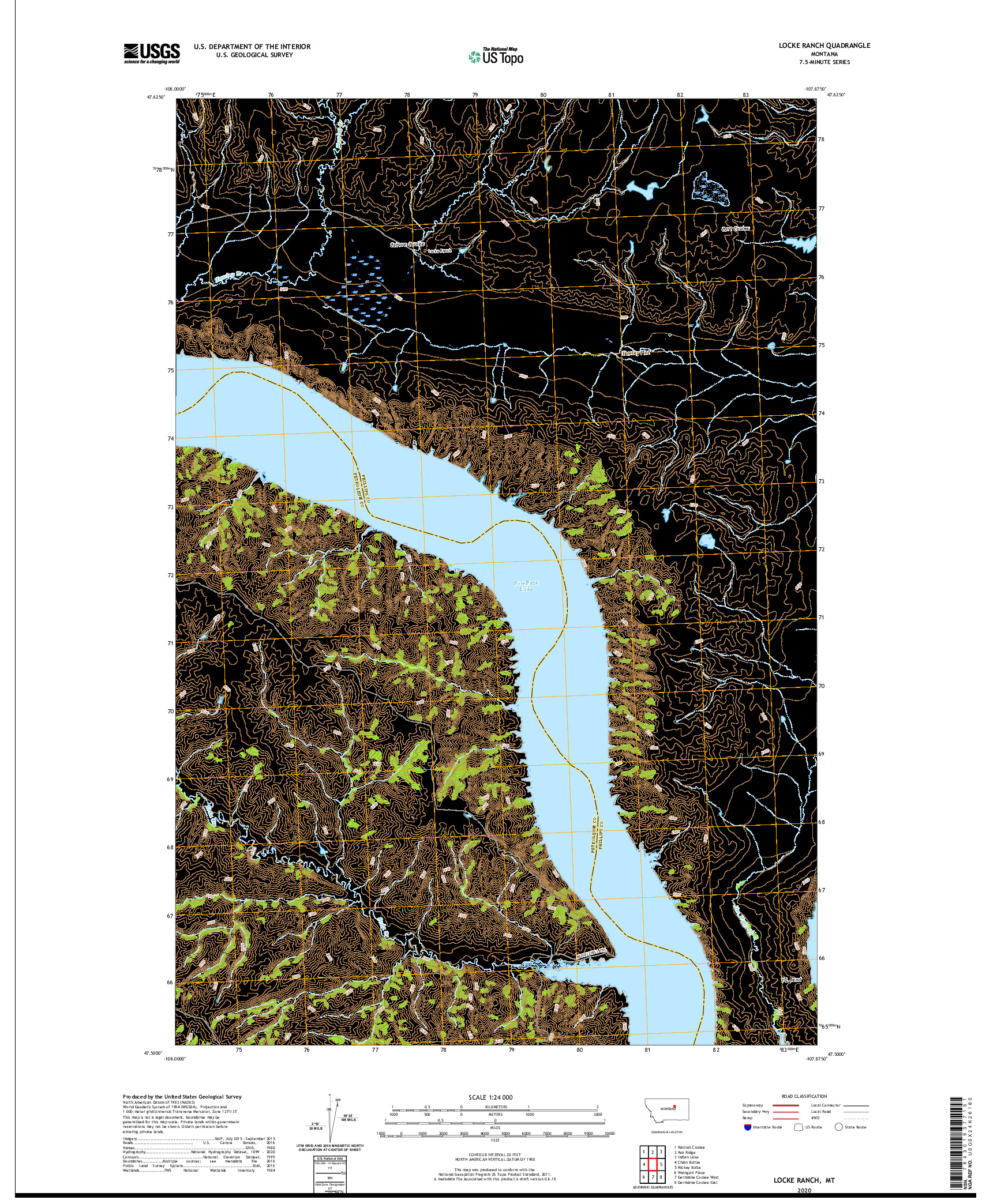 USGS US TOPO 7.5-MINUTE MAP FOR LOCKE RANCH, MT 2020