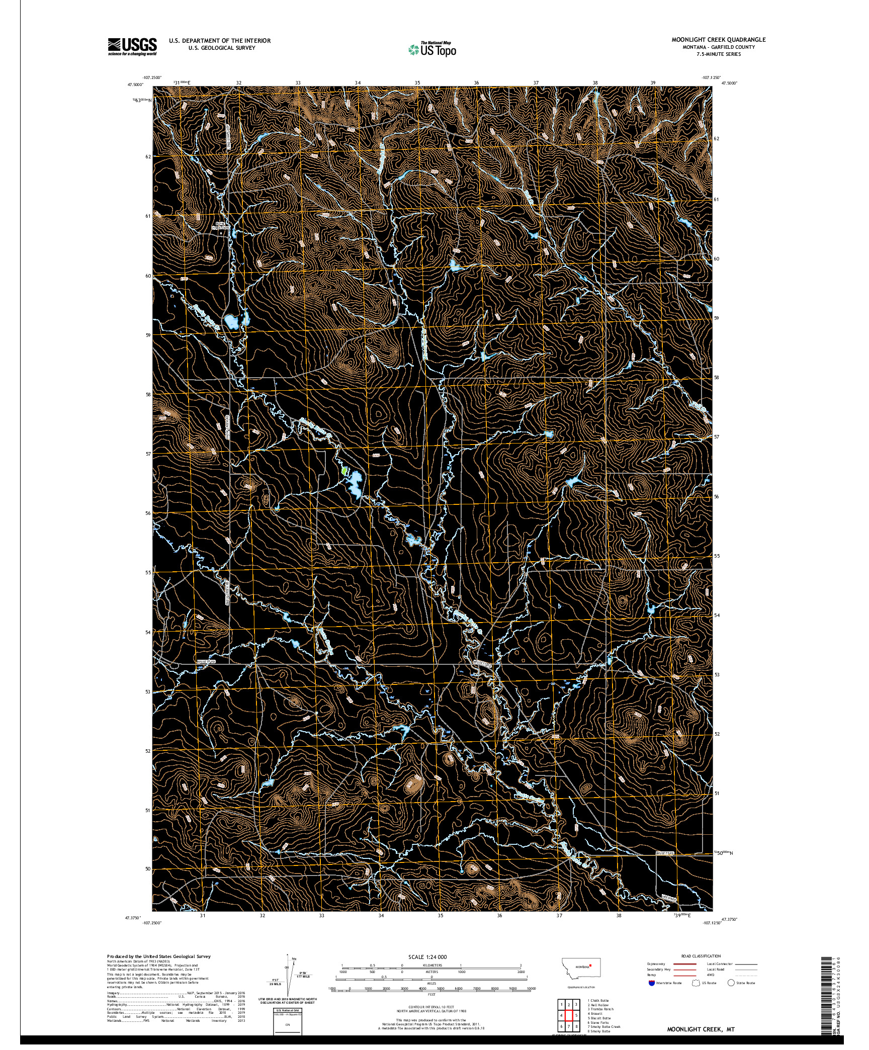 USGS US TOPO 7.5-MINUTE MAP FOR MOONLIGHT CREEK, MT 2020