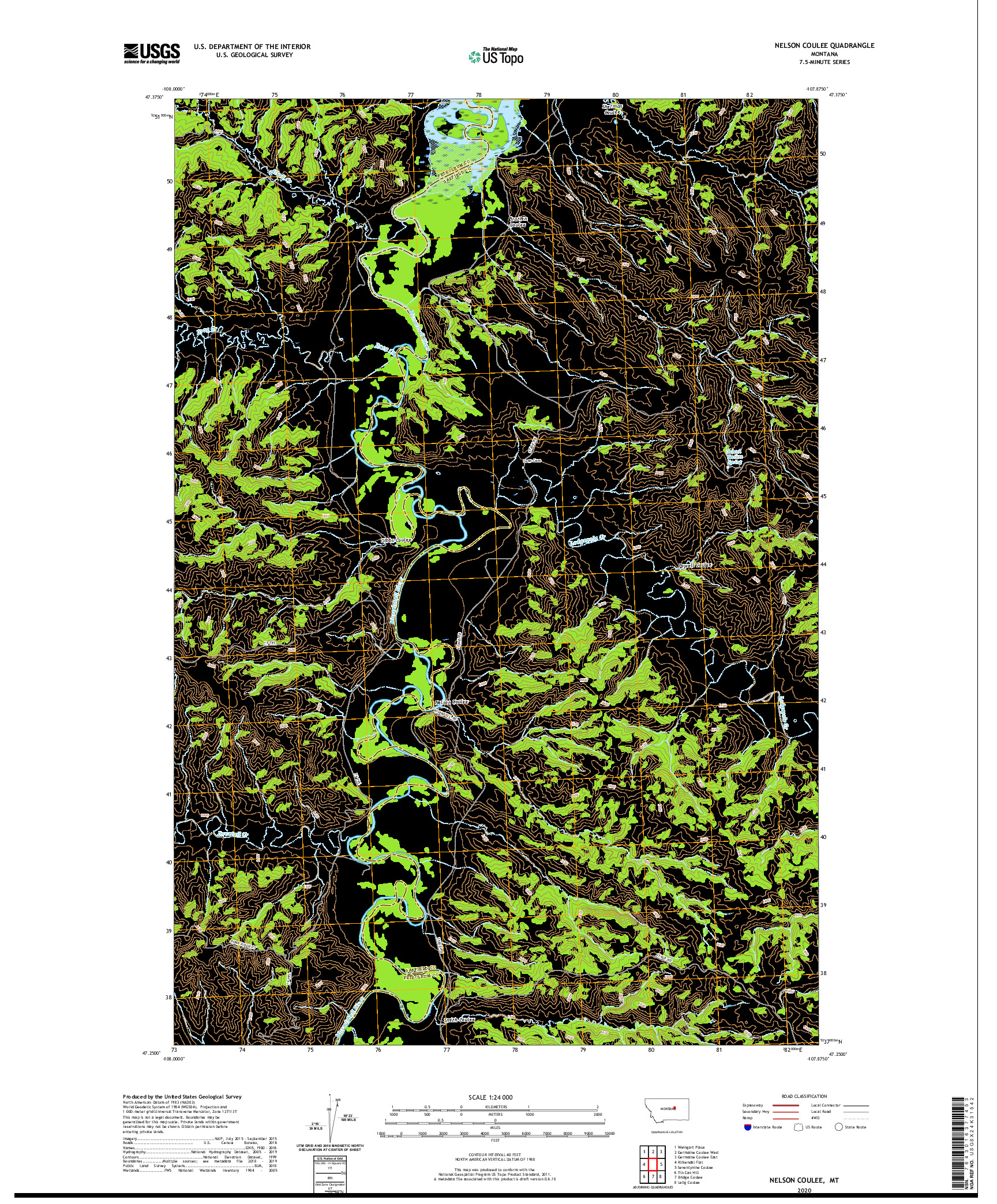 USGS US TOPO 7.5-MINUTE MAP FOR NELSON COULEE, MT 2020