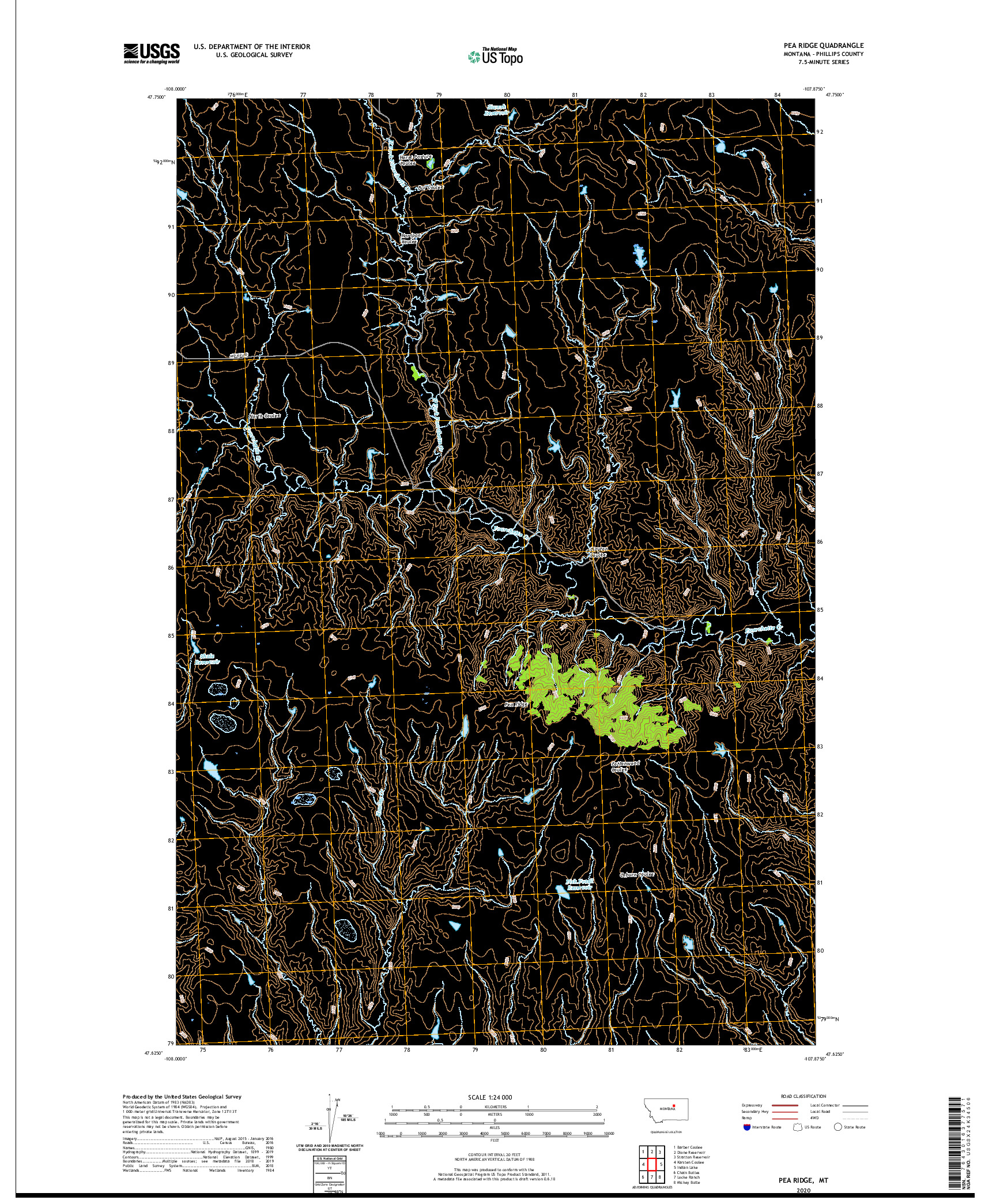 USGS US TOPO 7.5-MINUTE MAP FOR PEA RIDGE, MT 2020