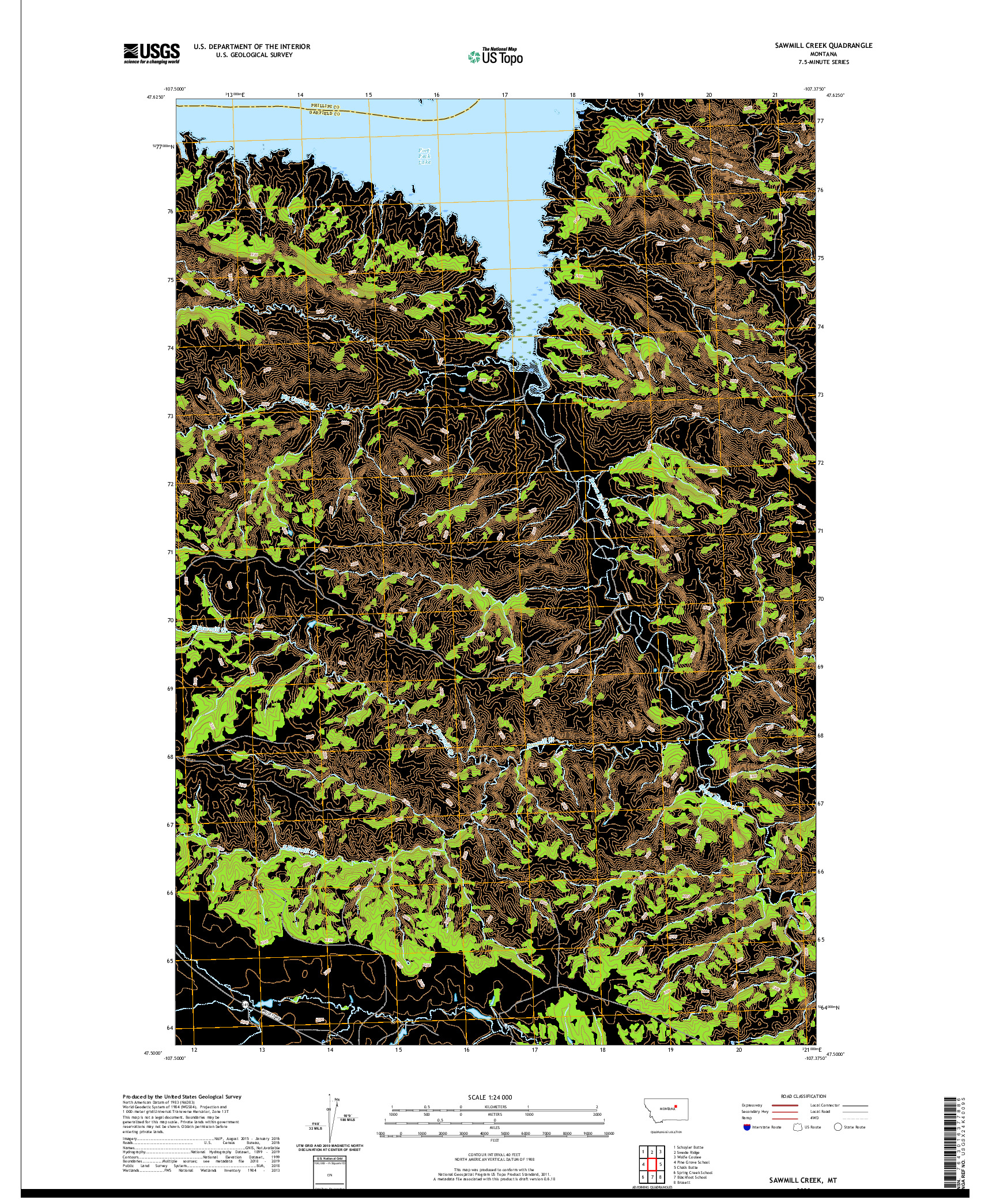 USGS US TOPO 7.5-MINUTE MAP FOR SAWMILL CREEK, MT 2020