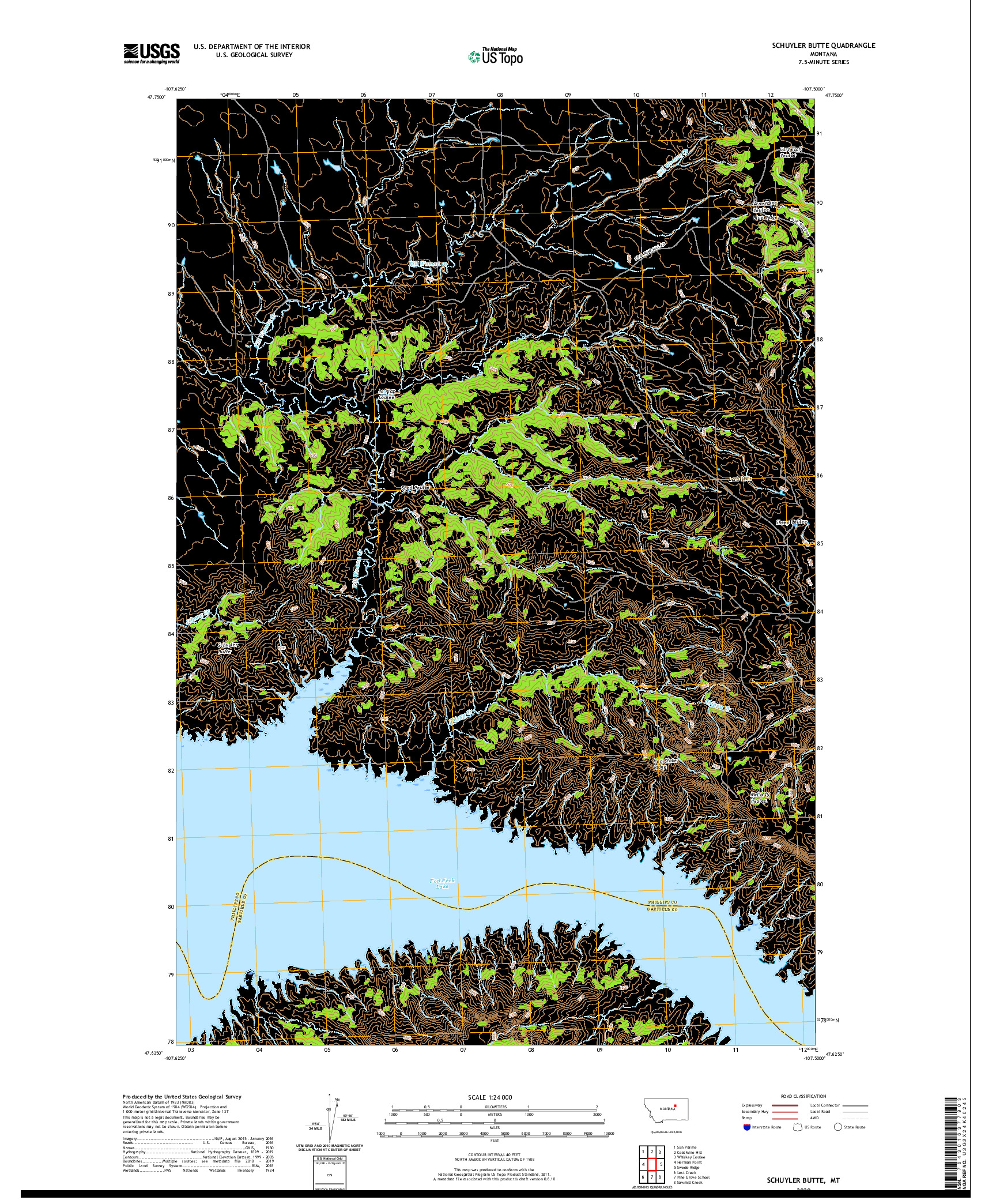 USGS US TOPO 7.5-MINUTE MAP FOR SCHUYLER BUTTE, MT 2020