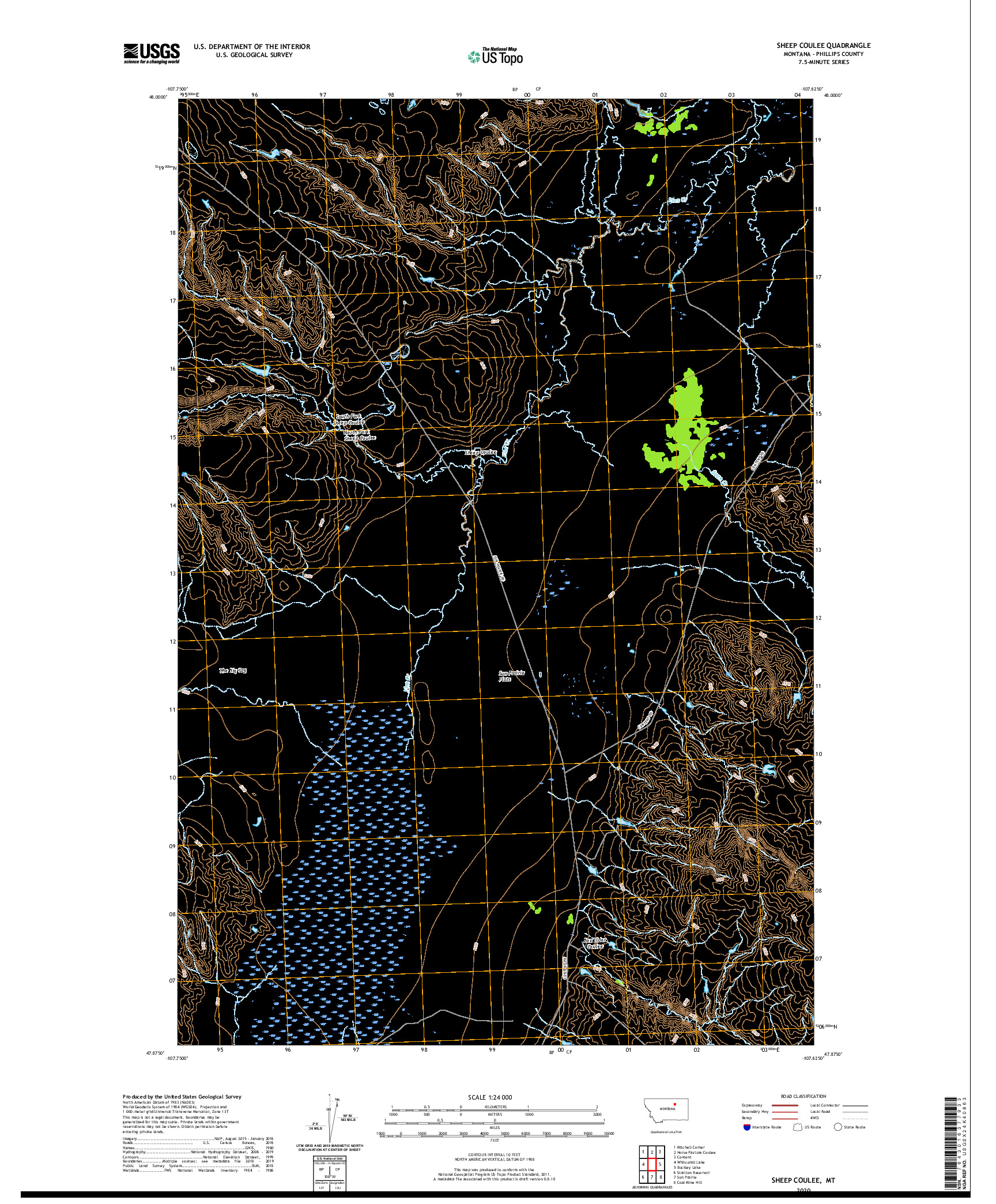 USGS US TOPO 7.5-MINUTE MAP FOR SHEEP COULEE, MT 2020
