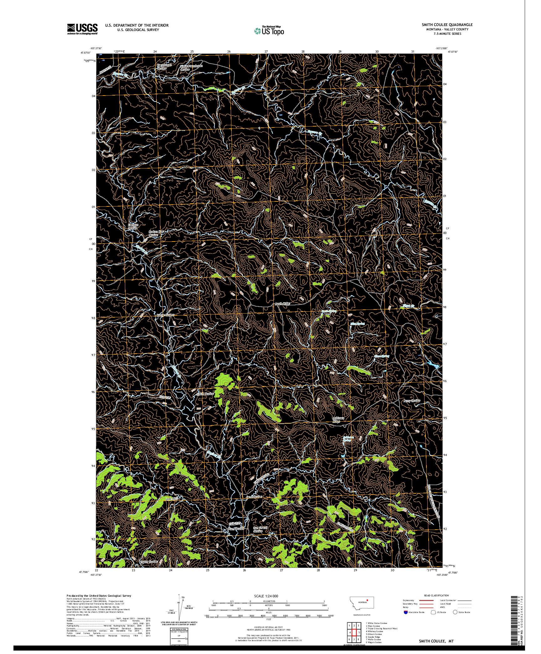 USGS US TOPO 7.5-MINUTE MAP FOR SMITH COULEE, MT 2020