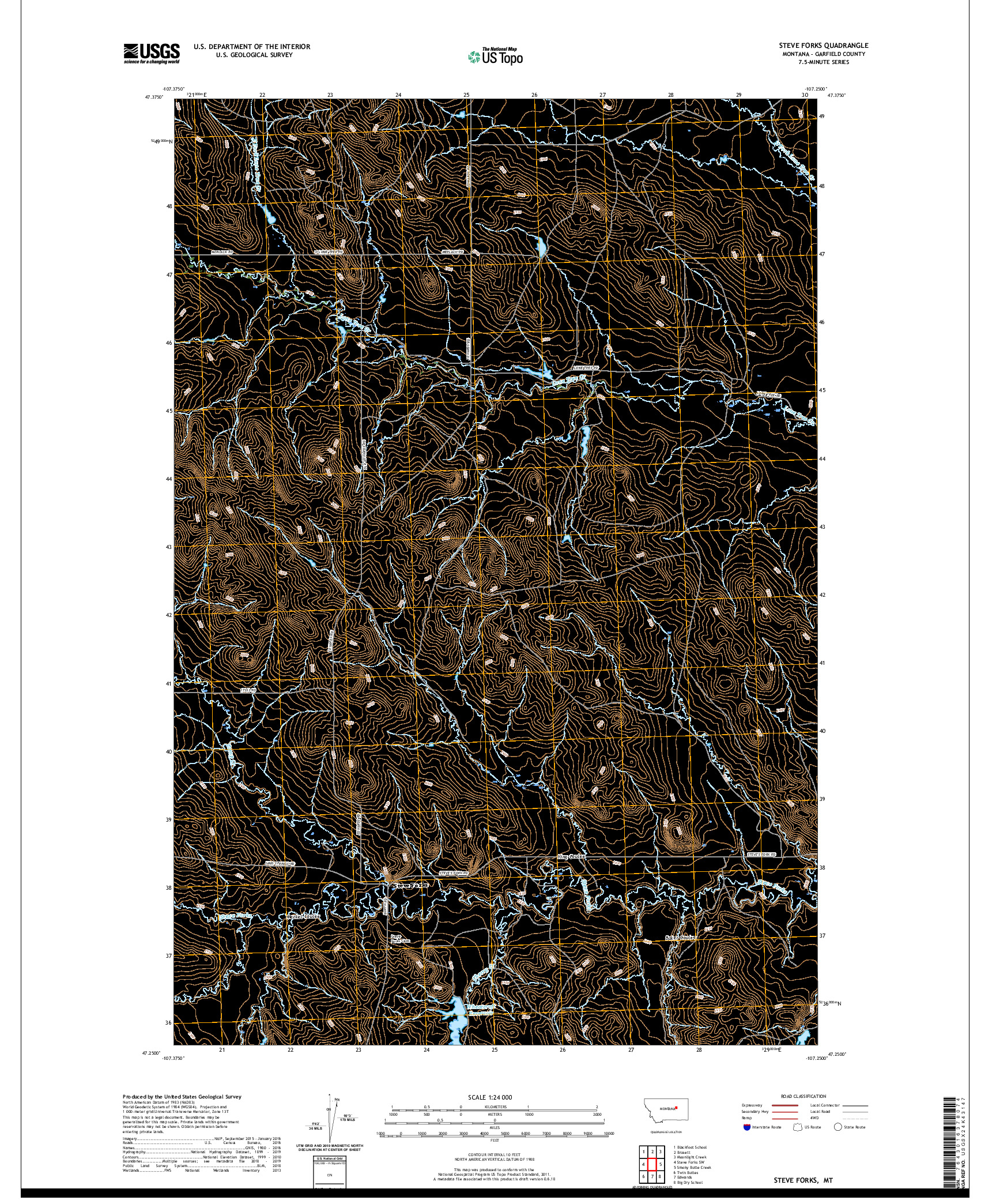 USGS US TOPO 7.5-MINUTE MAP FOR STEVE FORKS, MT 2020