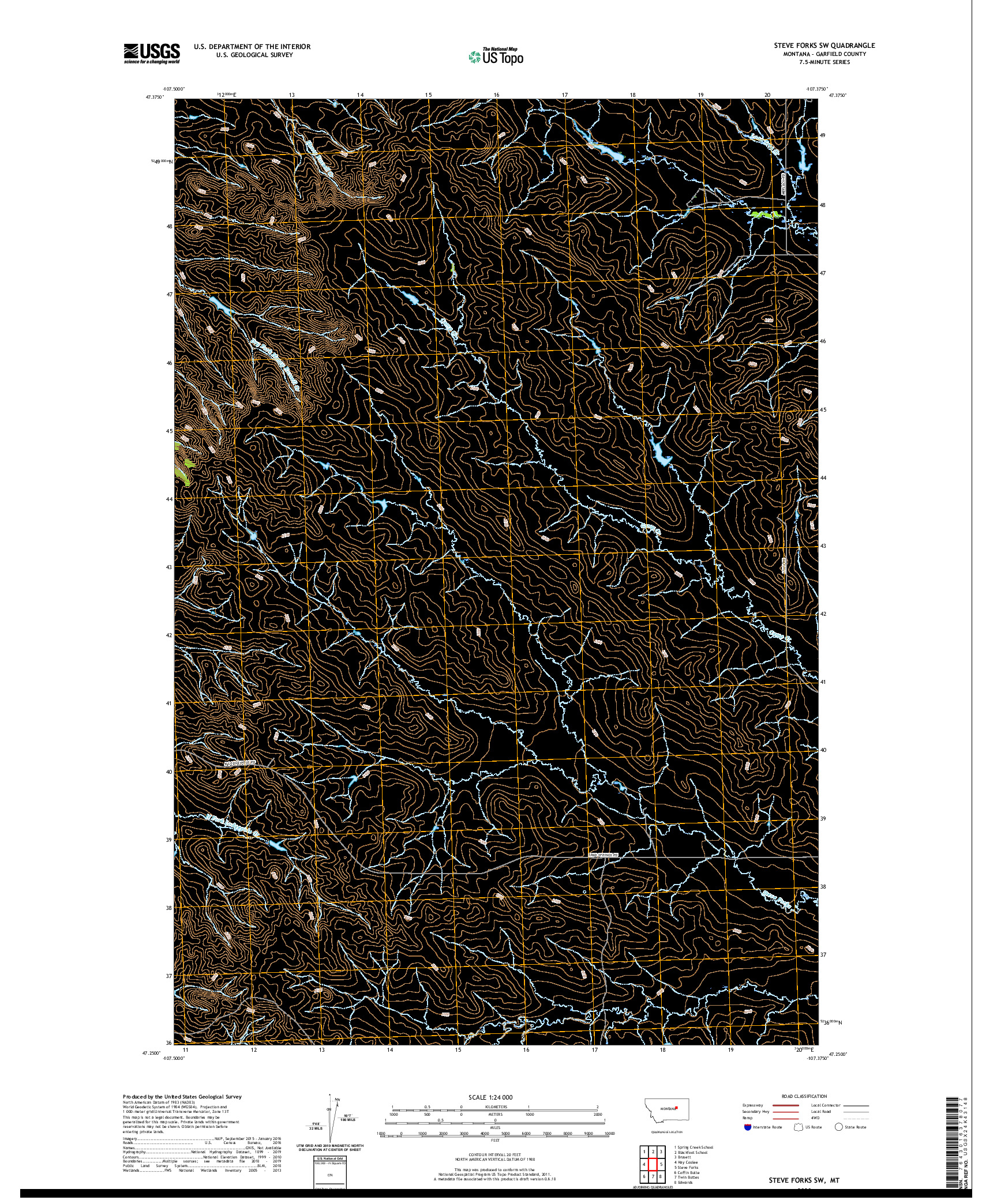 USGS US TOPO 7.5-MINUTE MAP FOR STEVE FORKS SW, MT 2020