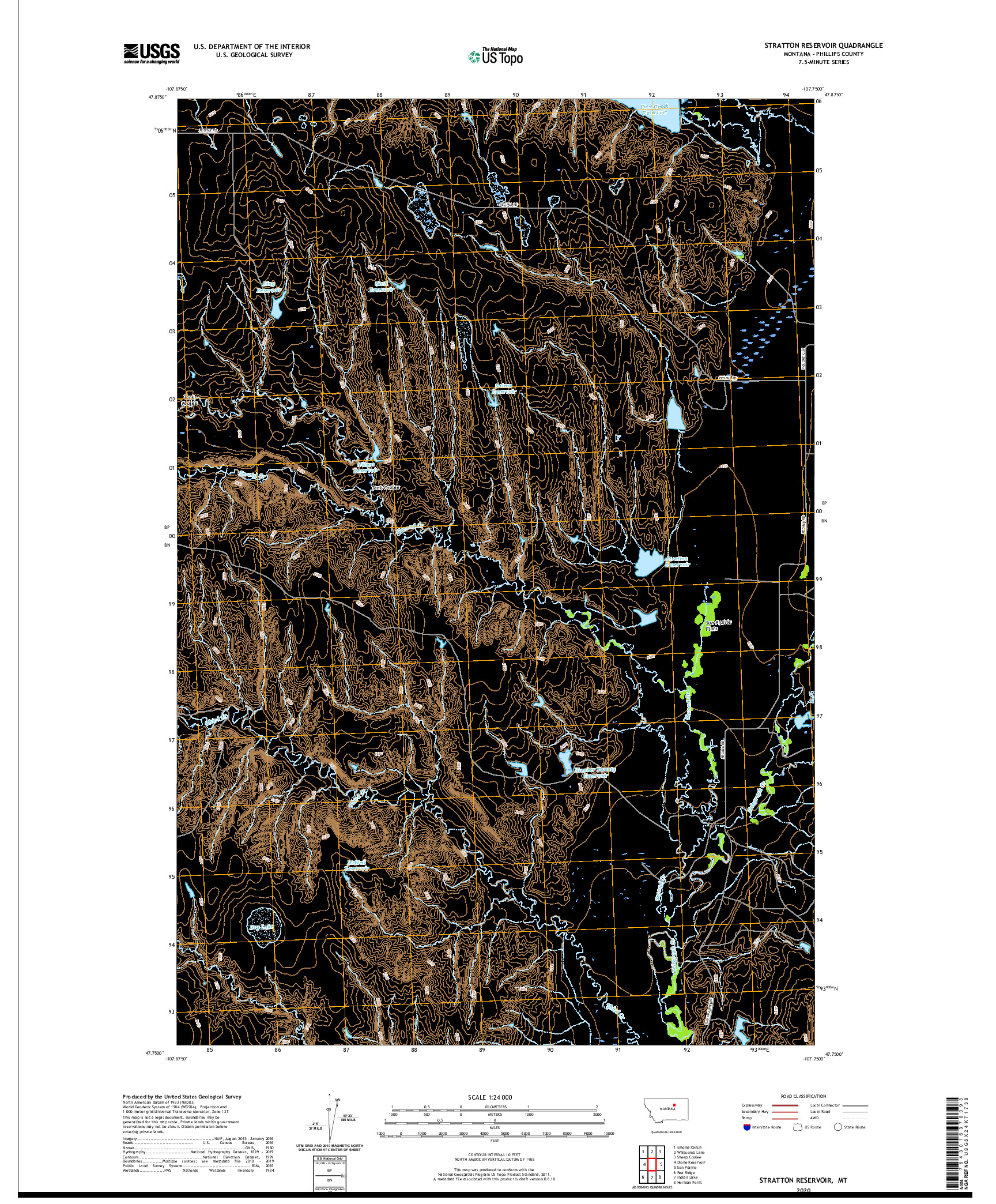 USGS US TOPO 7.5-MINUTE MAP FOR STRATTON RESERVOIR, MT 2020