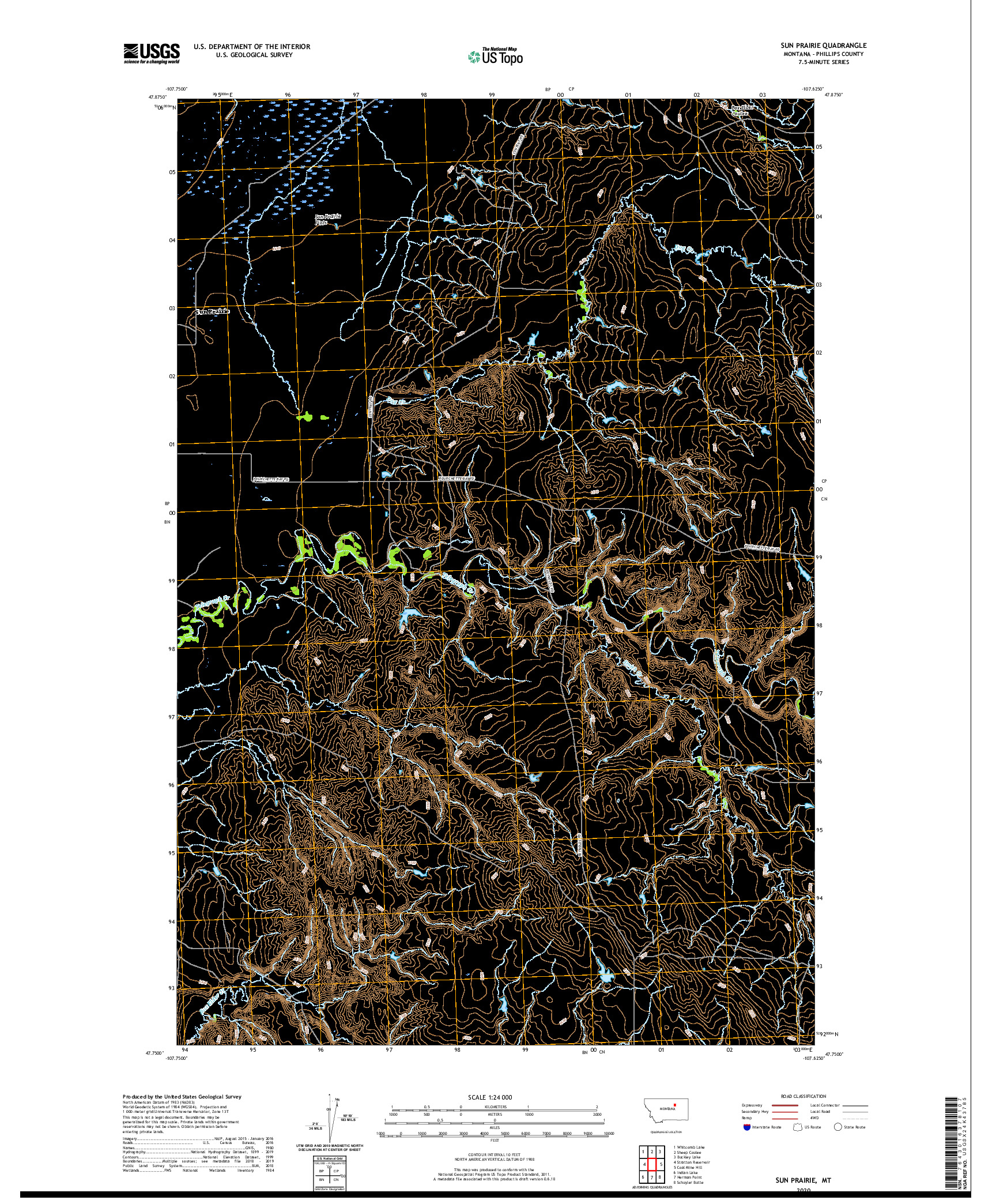 USGS US TOPO 7.5-MINUTE MAP FOR SUN PRAIRIE, MT 2020