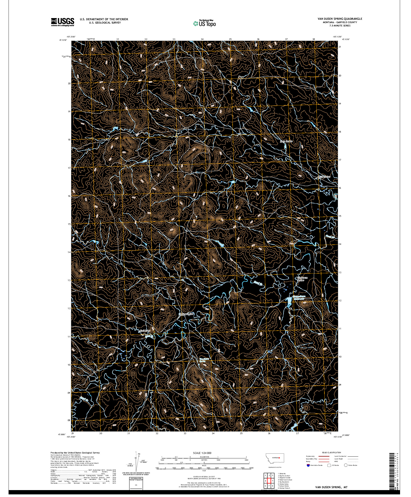 USGS US TOPO 7.5-MINUTE MAP FOR VAN DUSEN SPRING, MT 2020