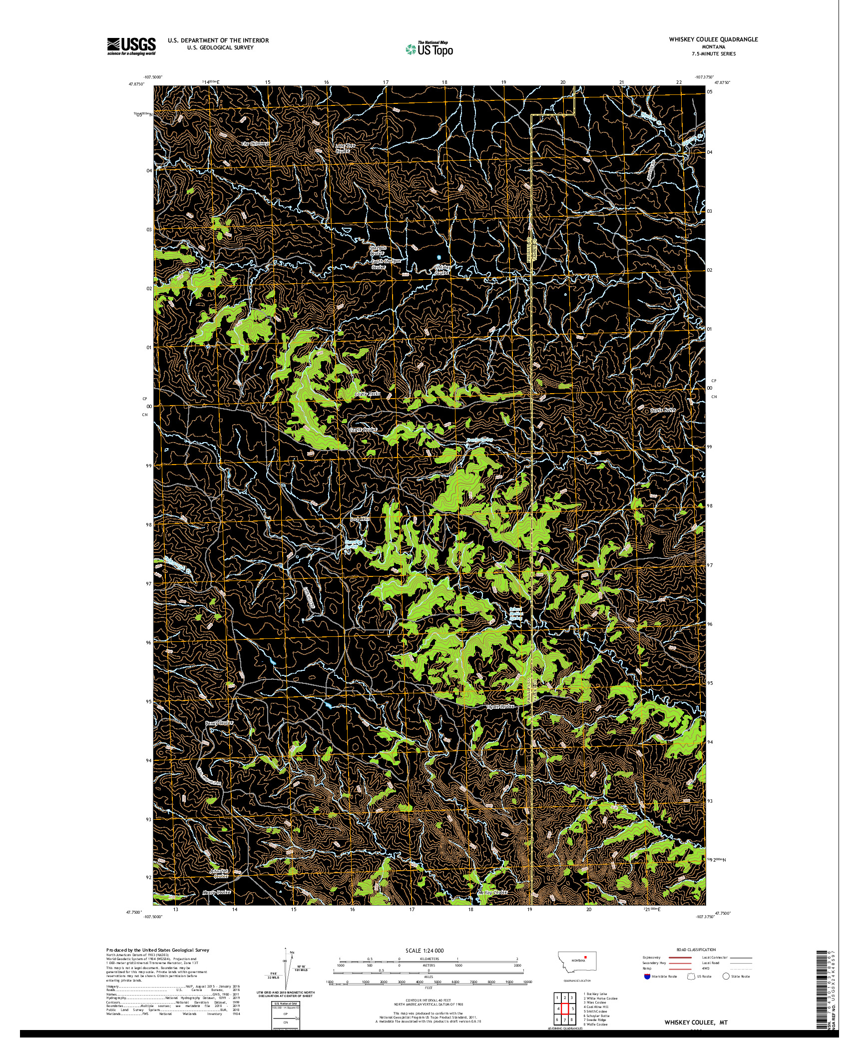 USGS US TOPO 7.5-MINUTE MAP FOR WHISKEY COULEE, MT 2020