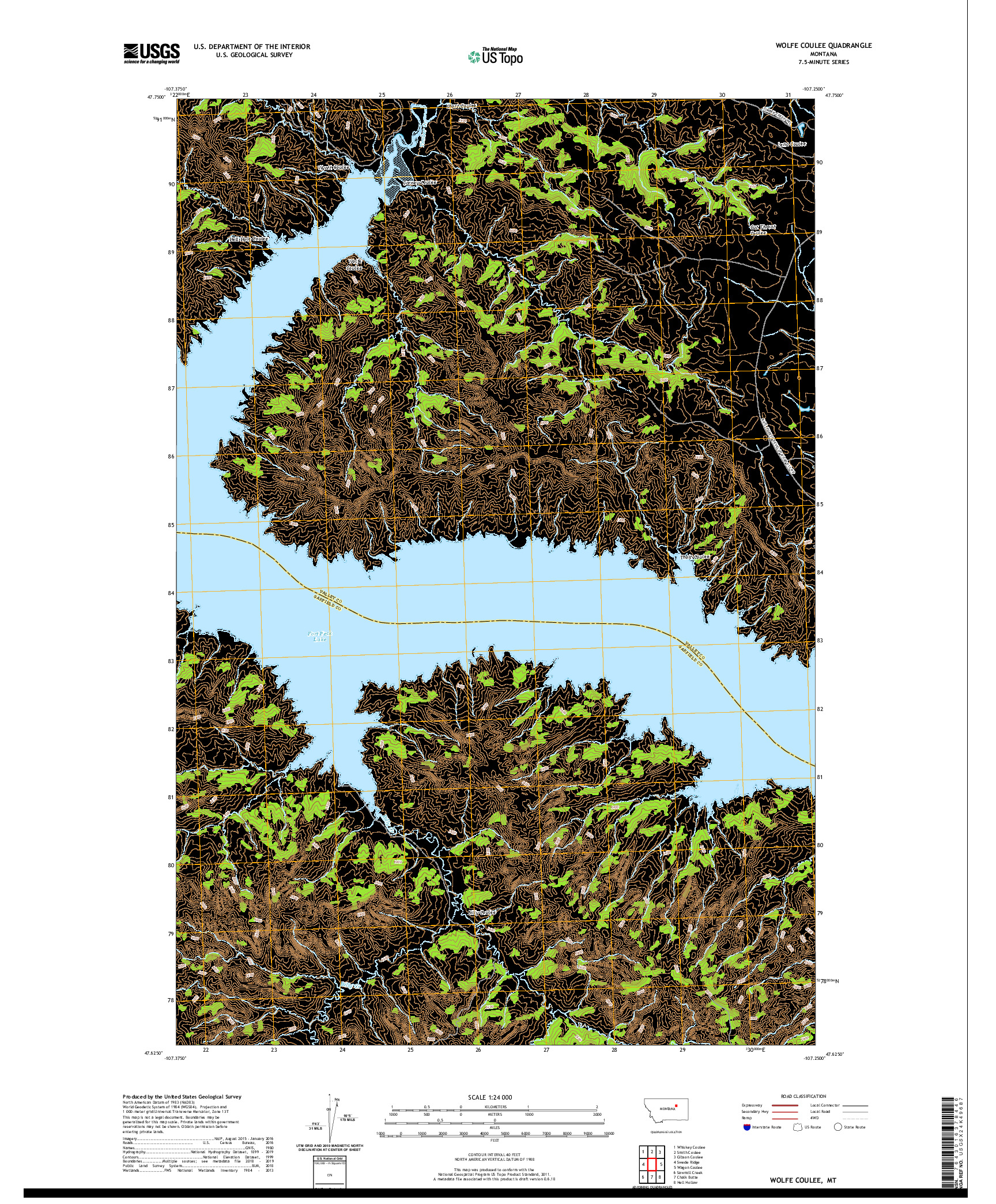 USGS US TOPO 7.5-MINUTE MAP FOR WOLFE COULEE, MT 2020