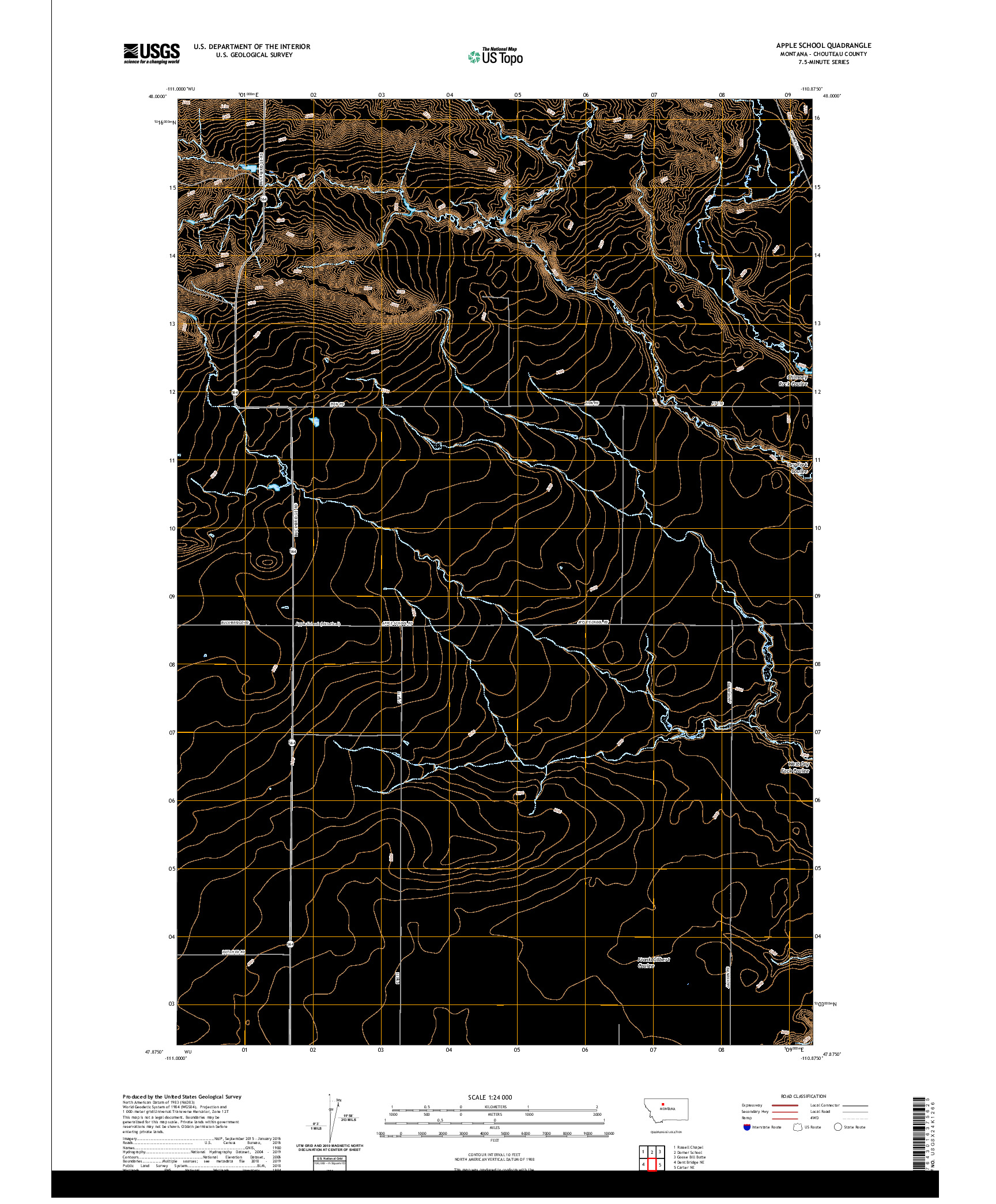 USGS US TOPO 7.5-MINUTE MAP FOR APPLE SCHOOL, MT 2020