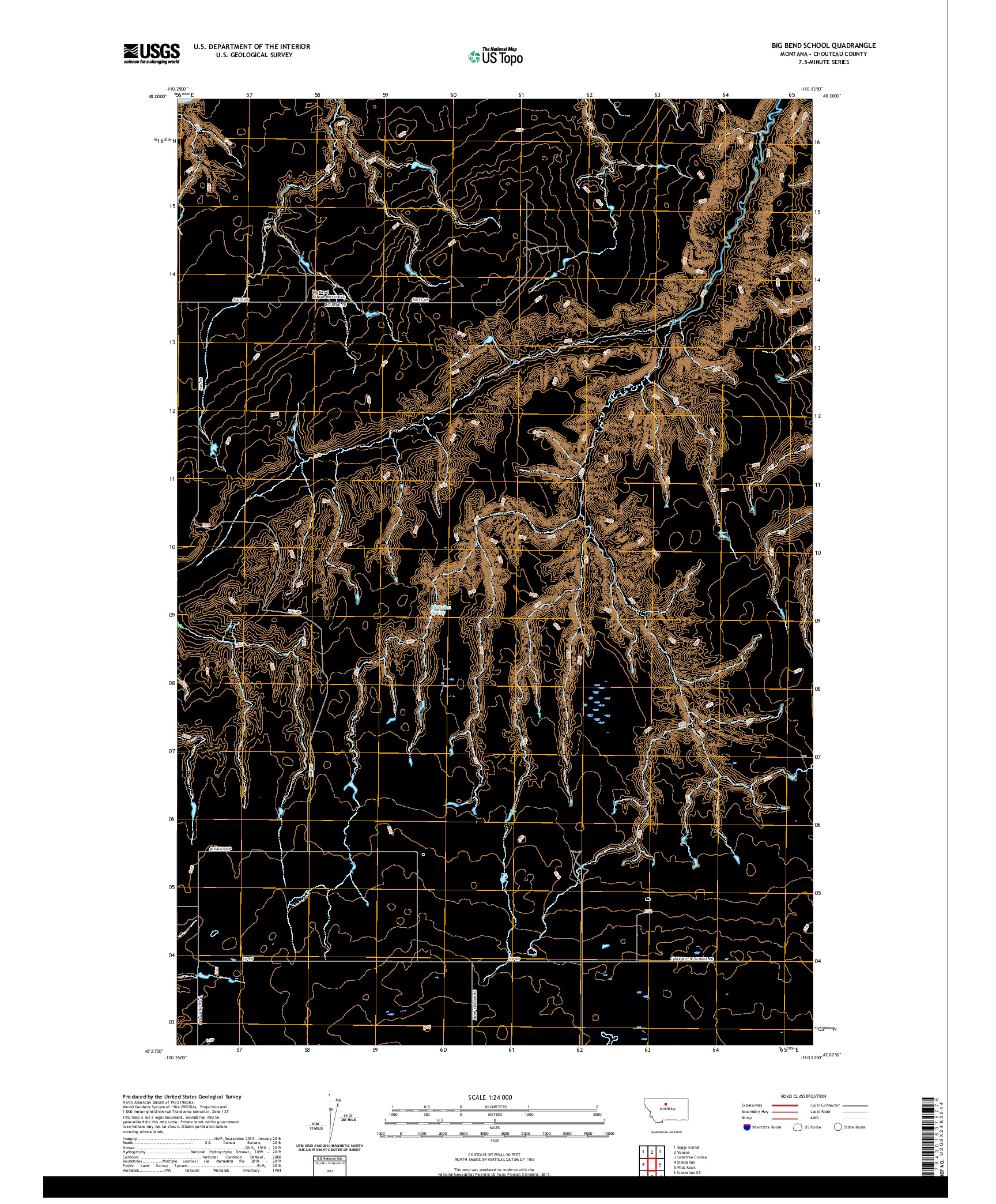 USGS US TOPO 7.5-MINUTE MAP FOR BIG BEND SCHOOL, MT 2020