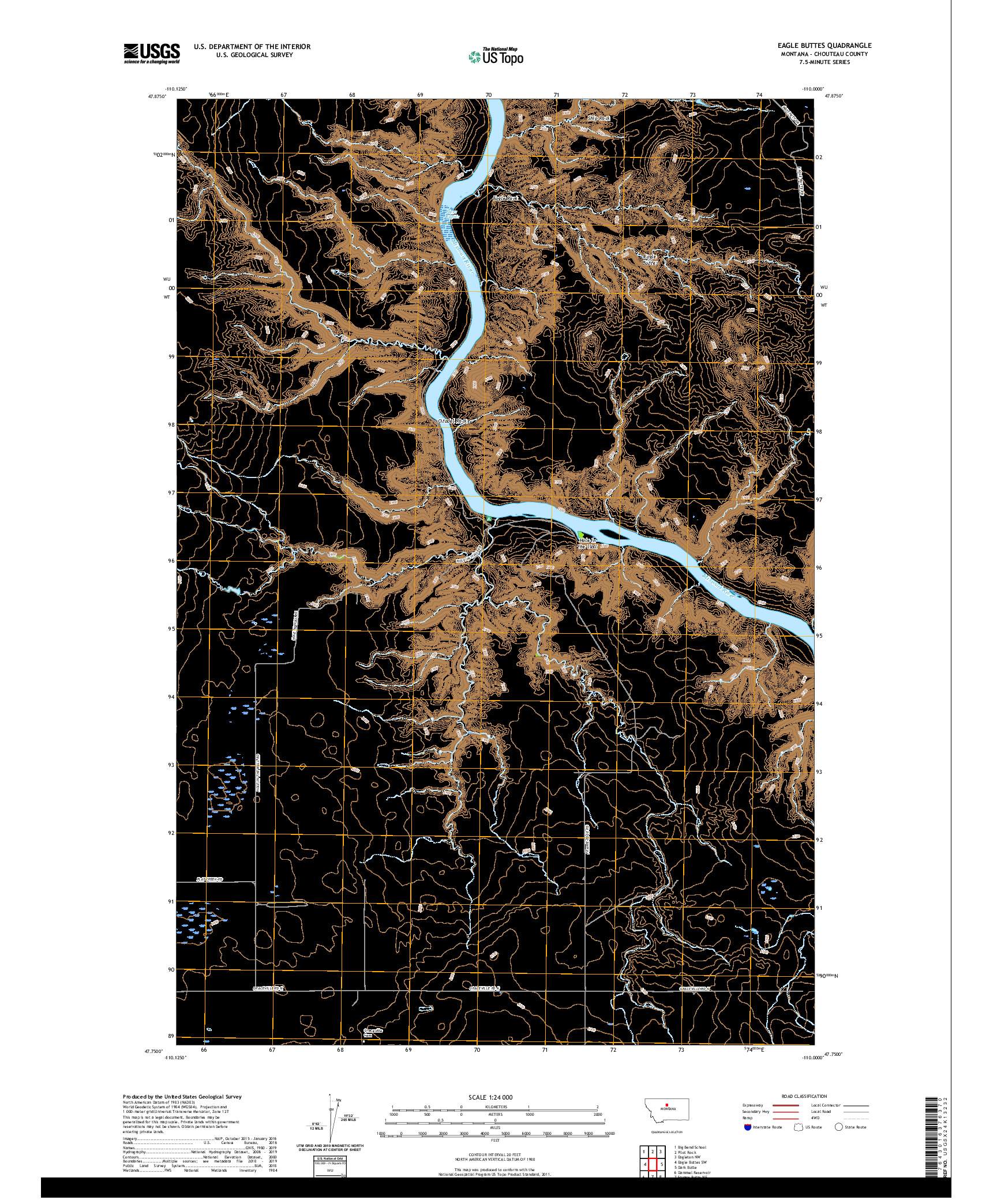 USGS US TOPO 7.5-MINUTE MAP FOR EAGLE BUTTES, MT 2020
