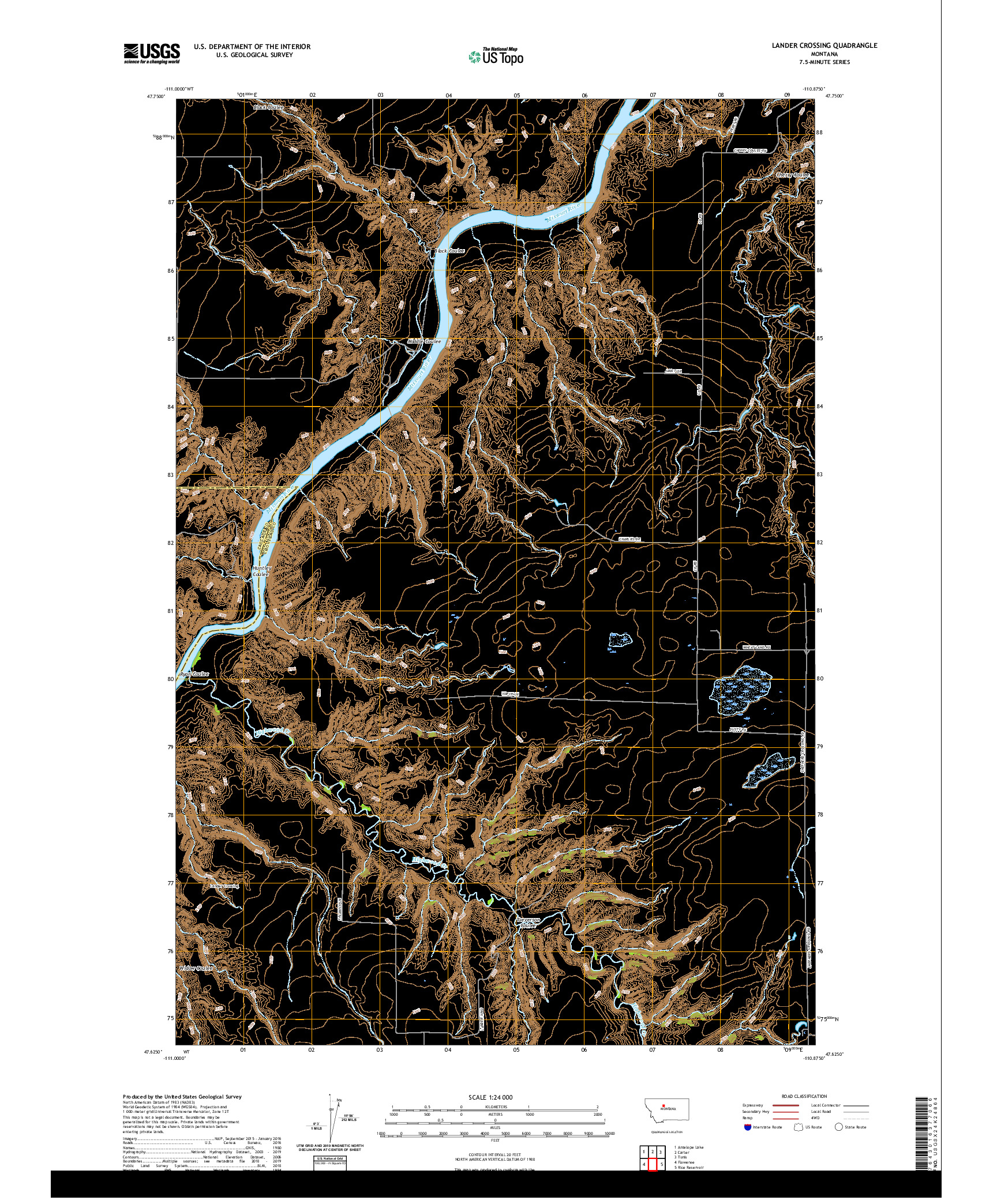 USGS US TOPO 7.5-MINUTE MAP FOR LANDER CROSSING, MT 2020