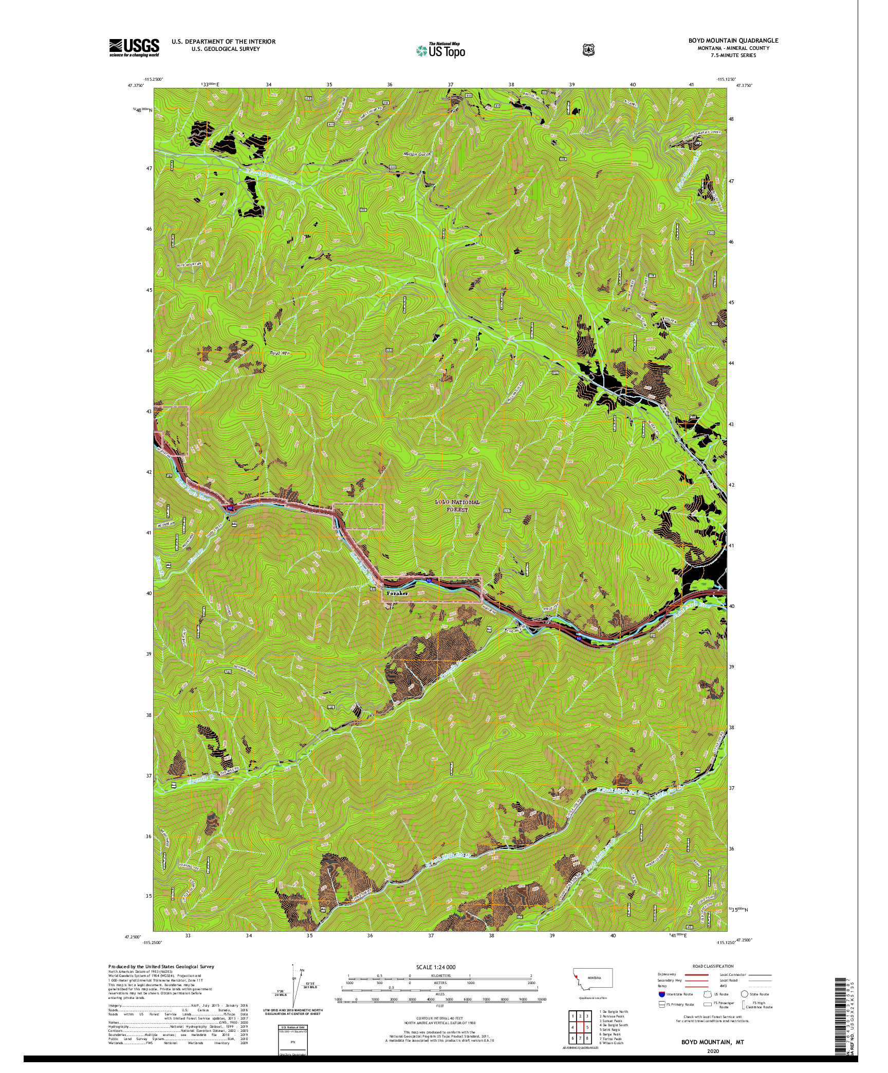 USGS US TOPO 7.5-MINUTE MAP FOR BOYD MOUNTAIN, MT 2020
