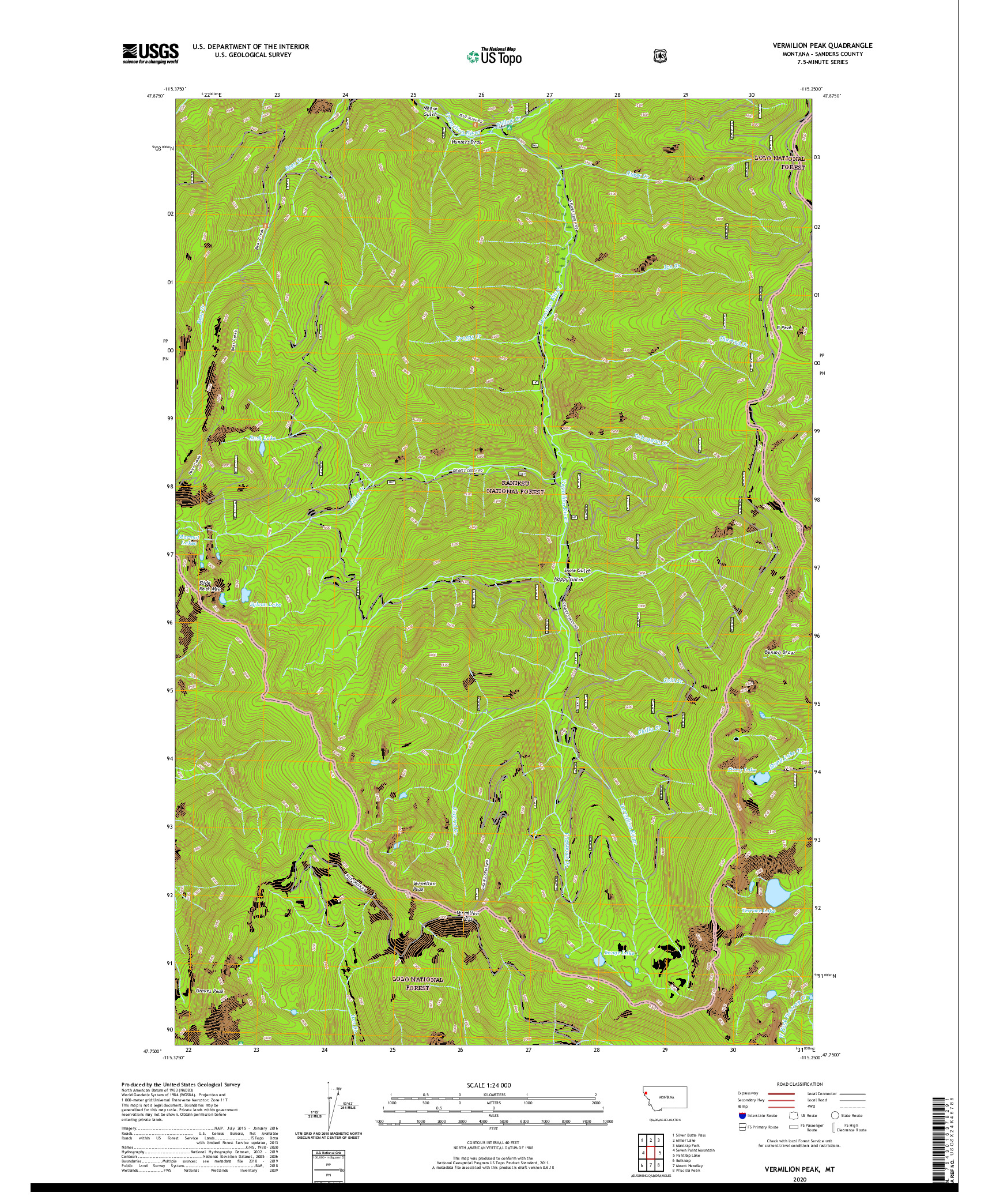 USGS US TOPO 7.5-MINUTE MAP FOR VERMILION PEAK, MT 2020