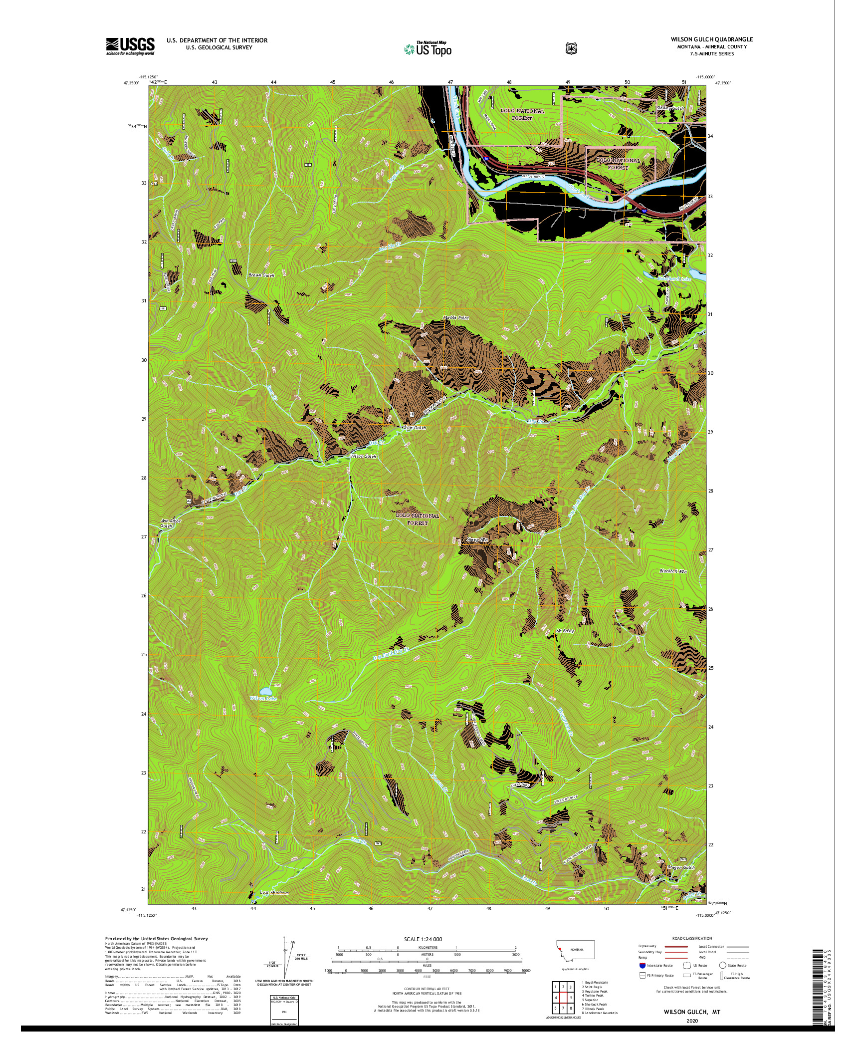 USGS US TOPO 7.5-MINUTE MAP FOR WILSON GULCH, MT 2020
