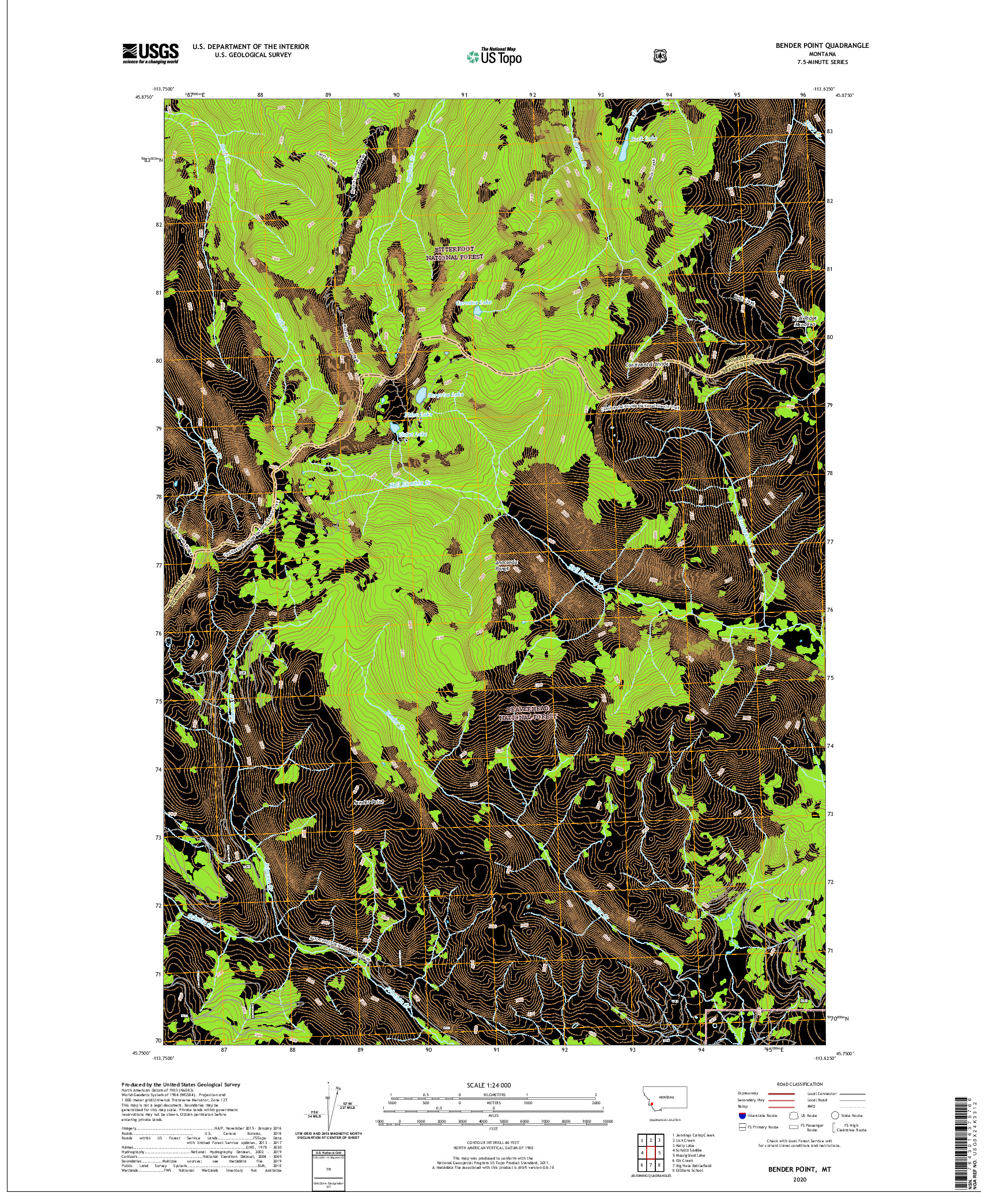 USGS US TOPO 7.5-MINUTE MAP FOR BENDER POINT, MT 2020