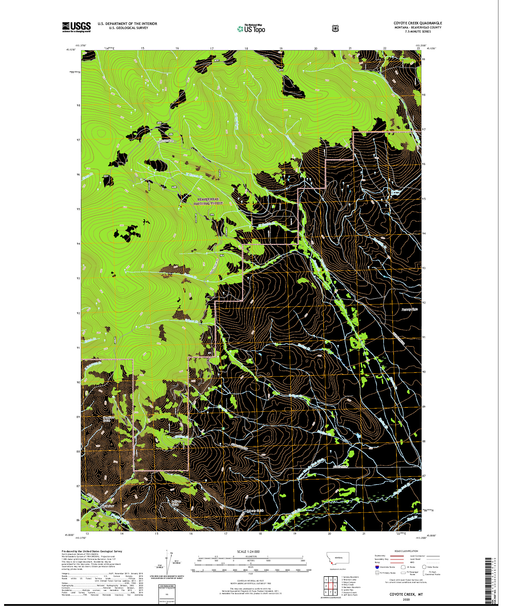 USGS US TOPO 7.5-MINUTE MAP FOR COYOTE CREEK, MT 2020