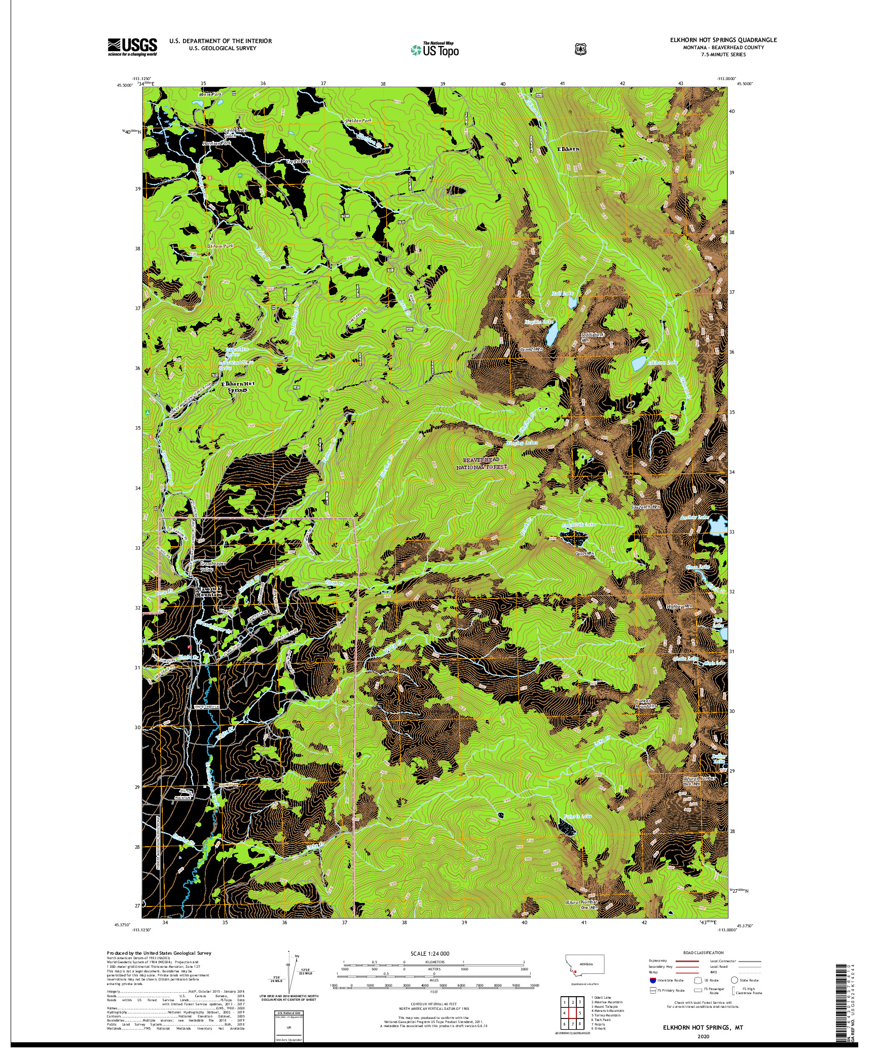 USGS US TOPO 7.5-MINUTE MAP FOR ELKHORN HOT SPRINGS, MT 2020