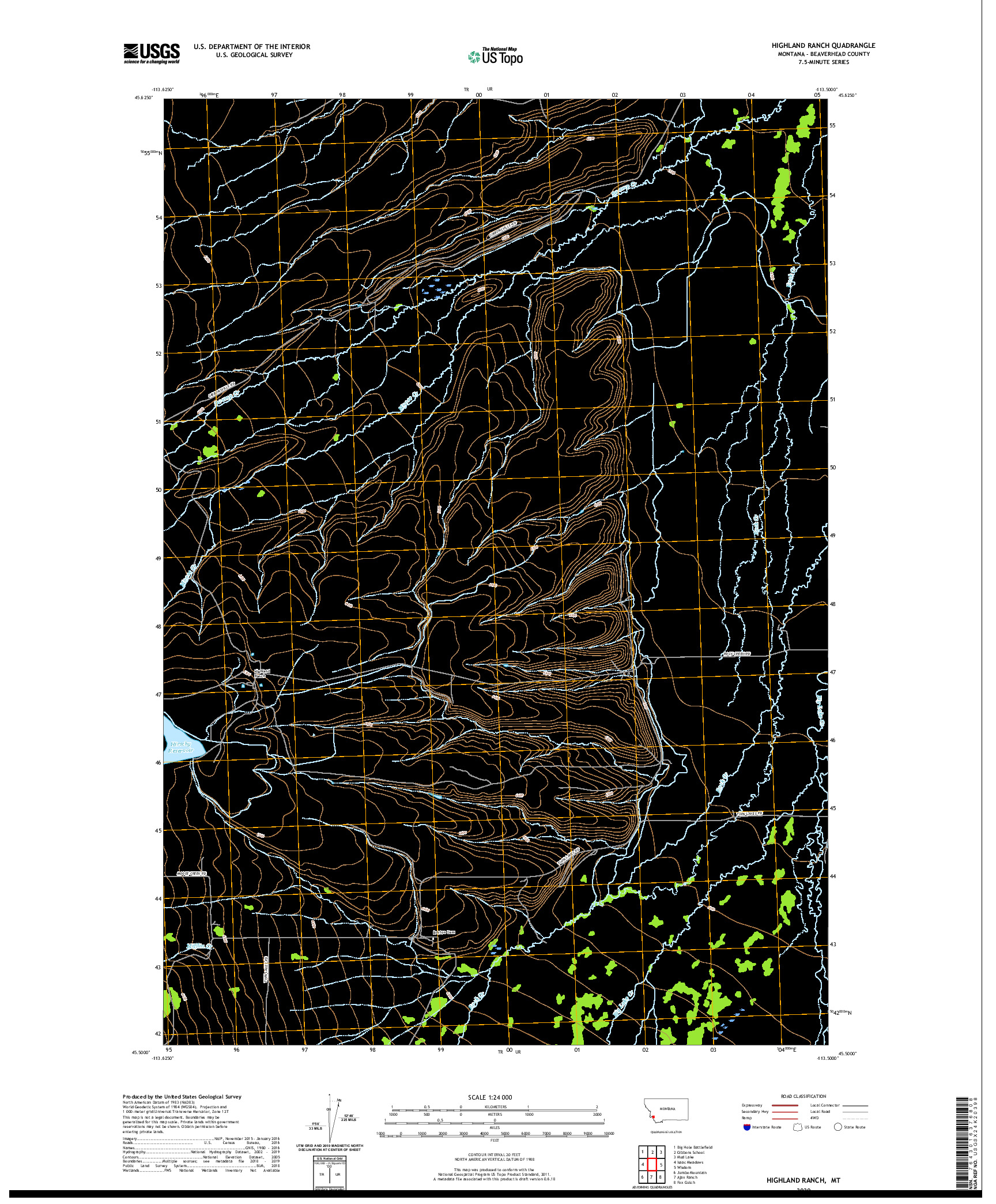 USGS US TOPO 7.5-MINUTE MAP FOR HIGHLAND RANCH, MT 2020