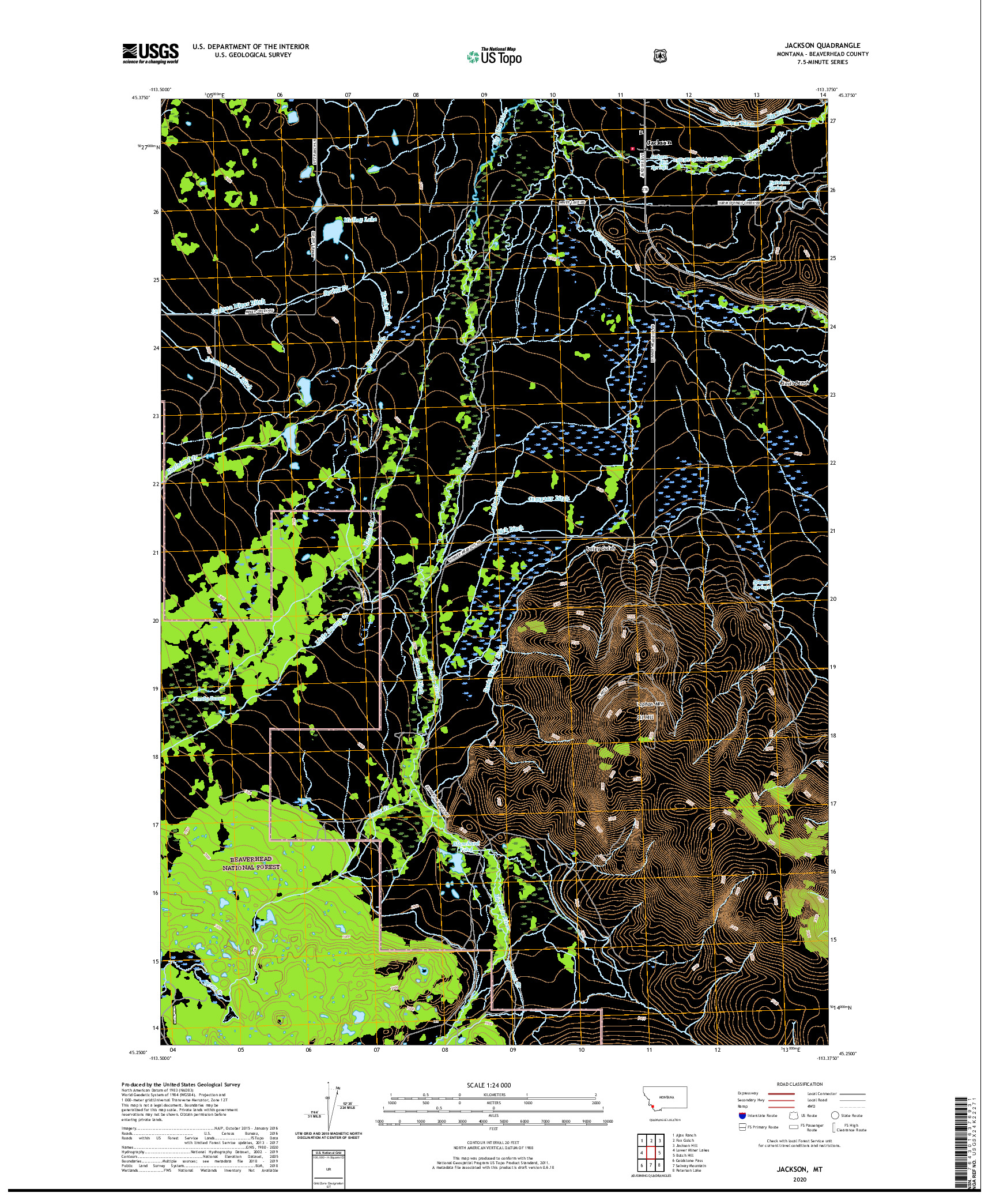 USGS US TOPO 7.5-MINUTE MAP FOR JACKSON, MT 2020