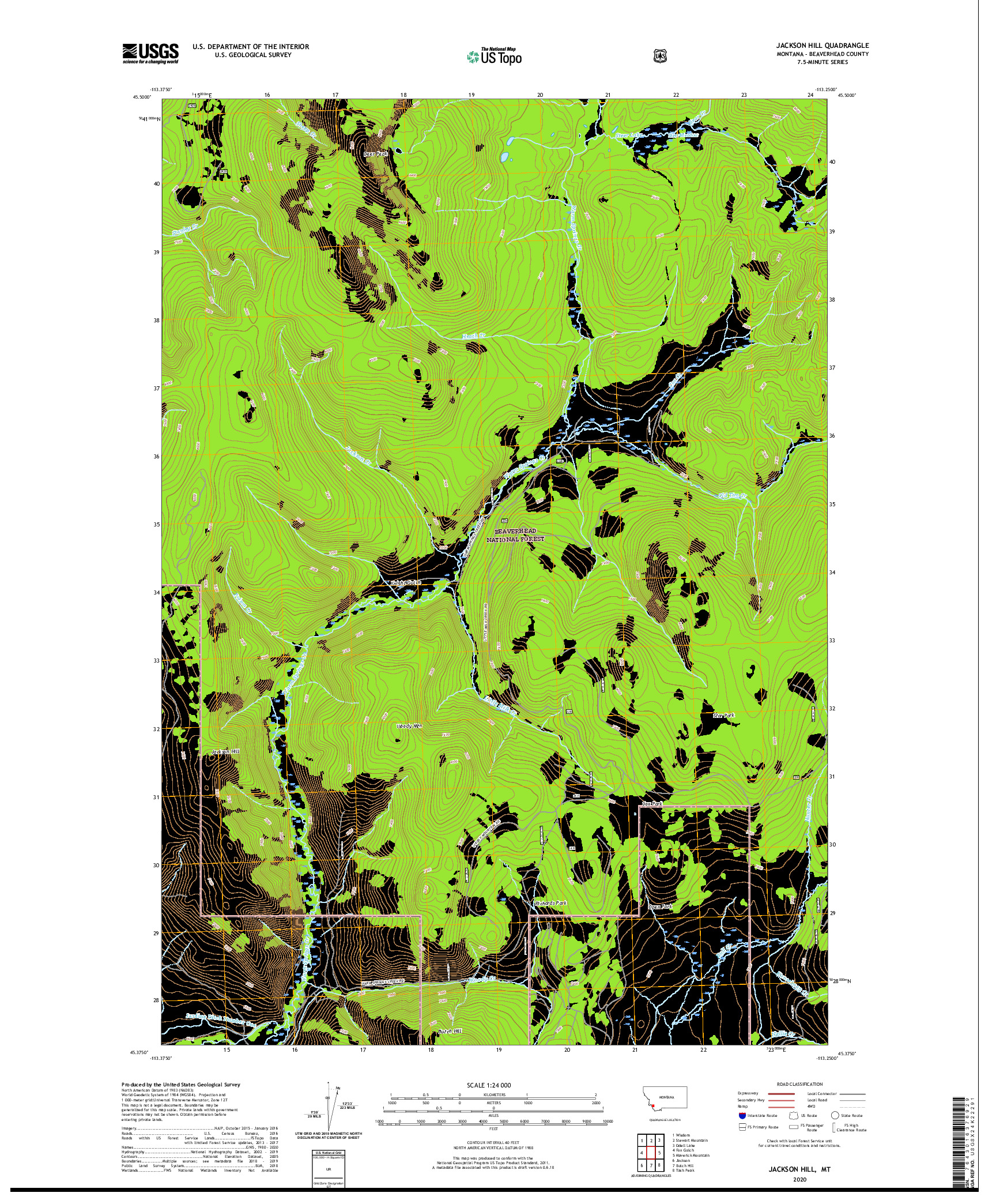 USGS US TOPO 7.5-MINUTE MAP FOR JACKSON HILL, MT 2020