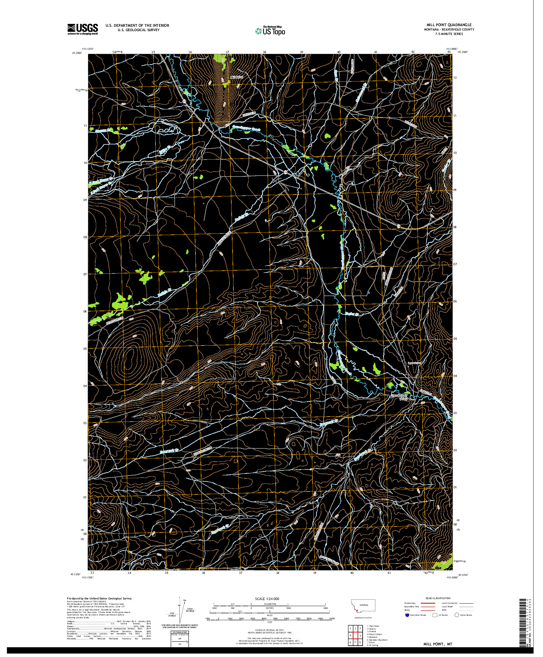 USGS US TOPO 7.5-MINUTE MAP FOR MILL POINT, MT 2020