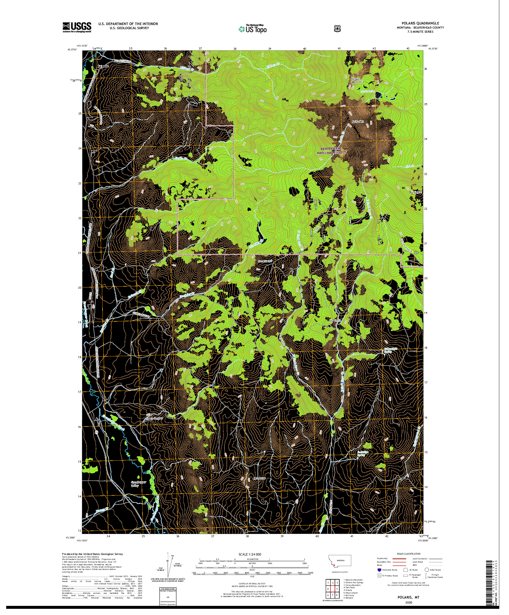 USGS US TOPO 7.5-MINUTE MAP FOR POLARIS, MT 2020