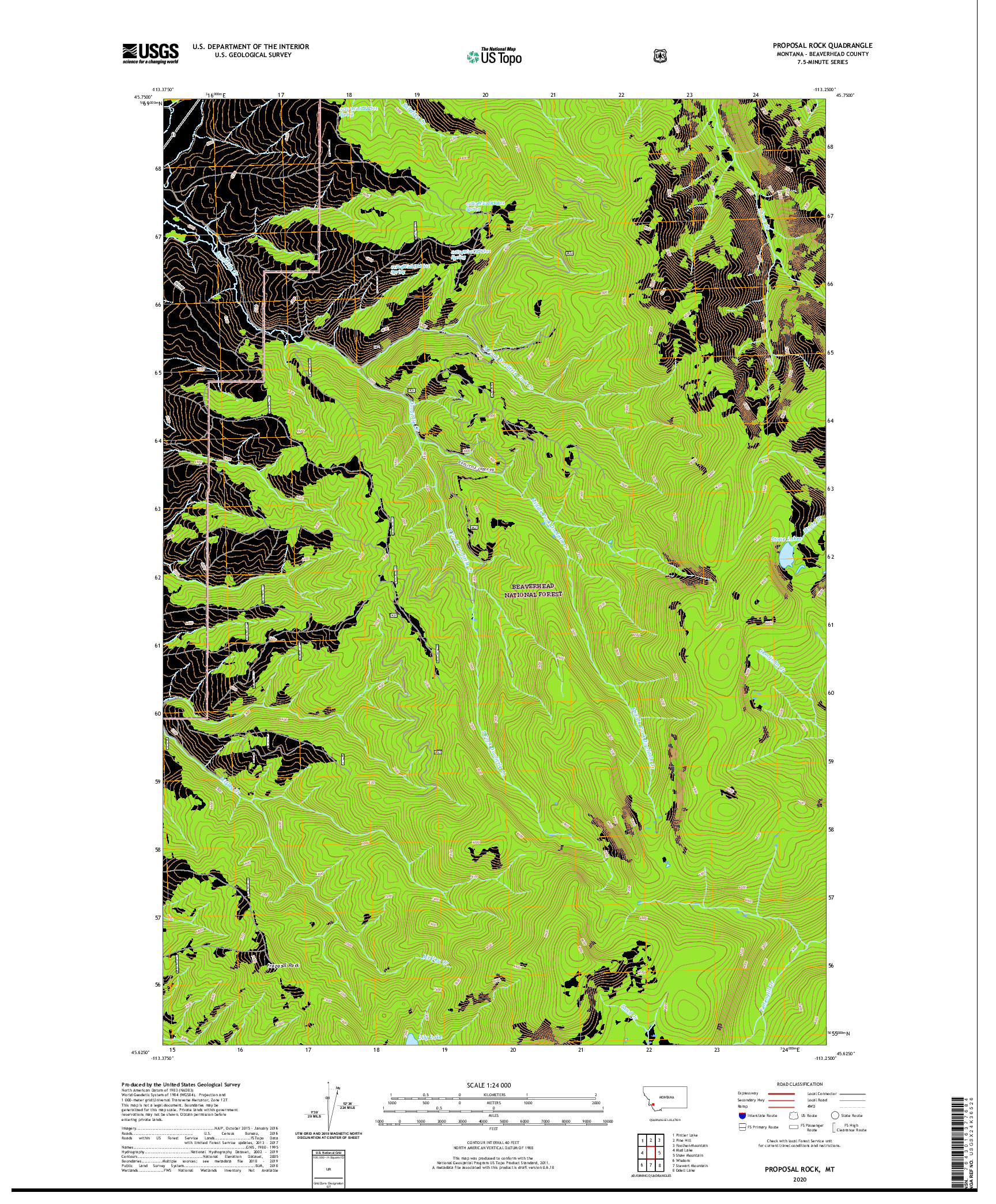 USGS US TOPO 7.5-MINUTE MAP FOR PROPOSAL ROCK, MT 2020