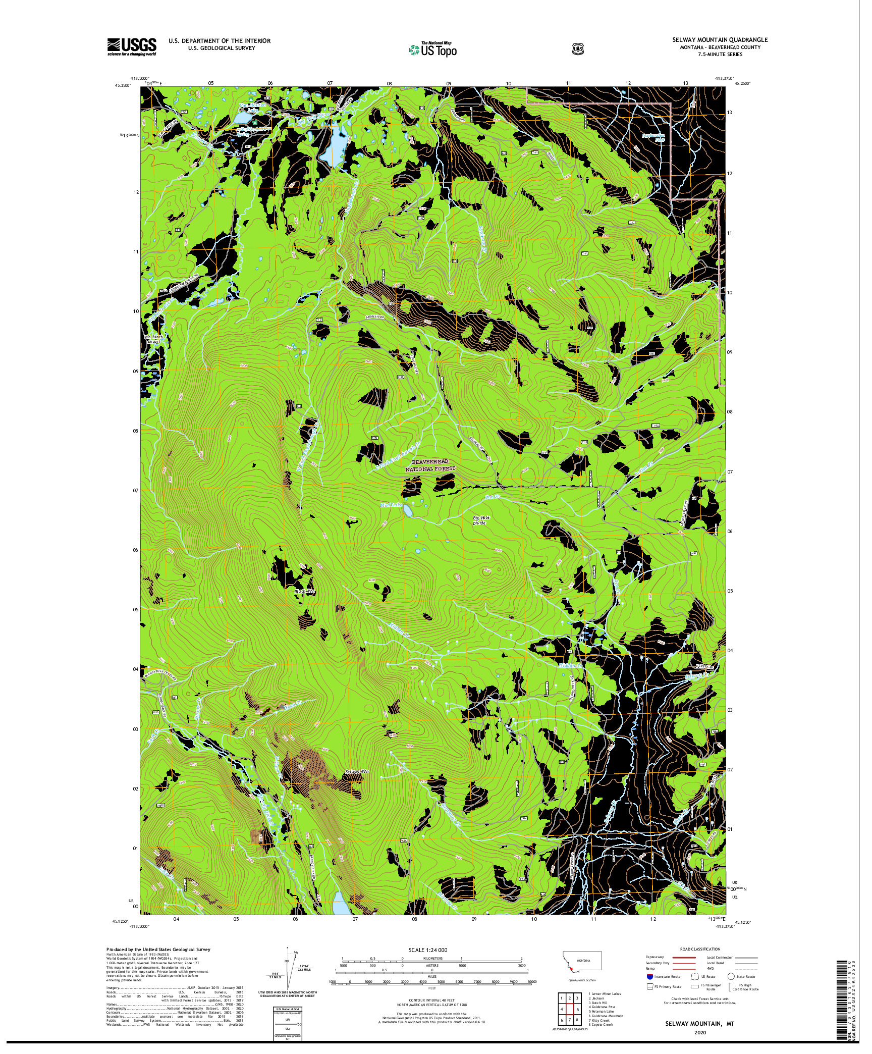 USGS US TOPO 7.5-MINUTE MAP FOR SELWAY MOUNTAIN, MT 2020