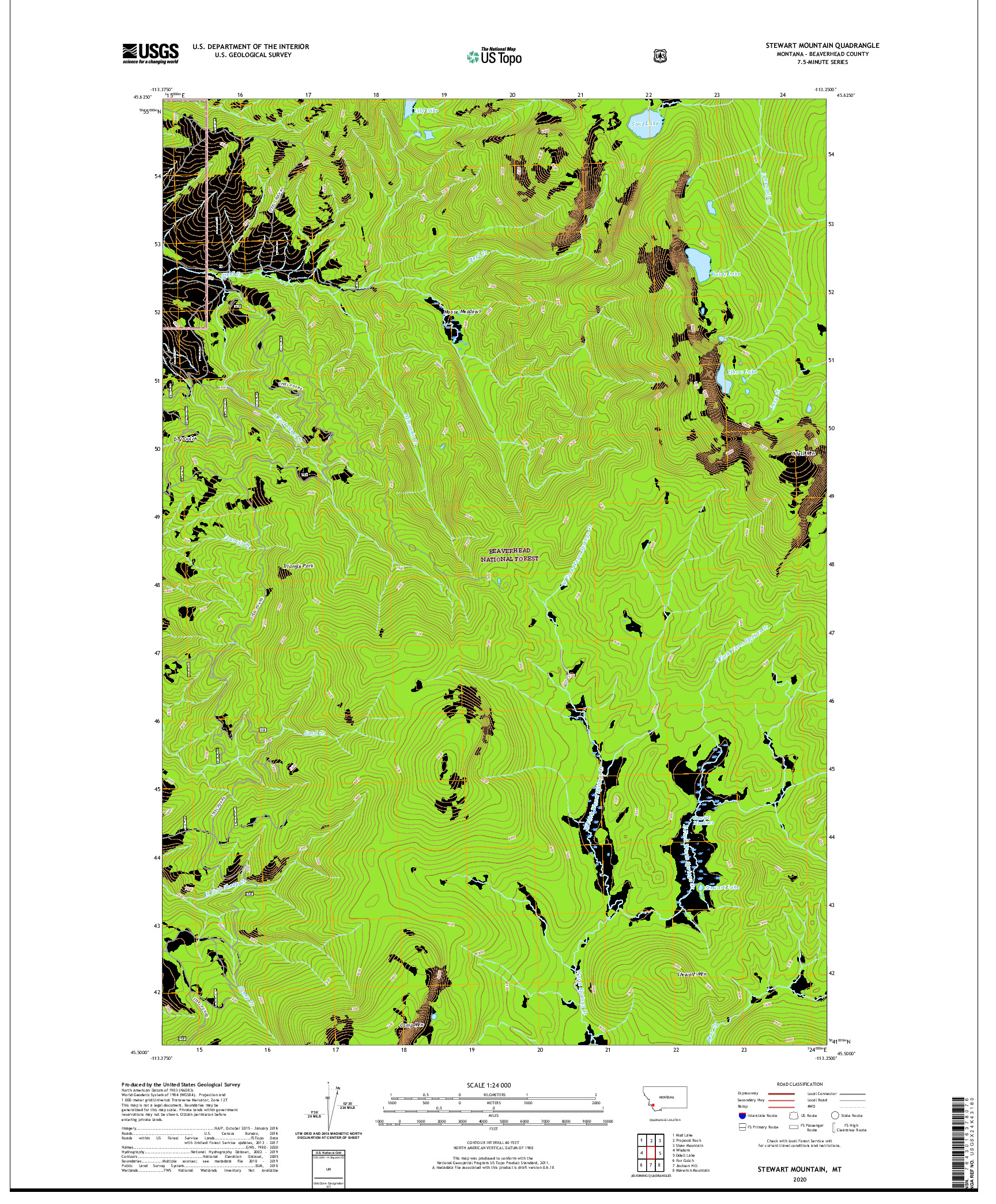 USGS US TOPO 7.5-MINUTE MAP FOR STEWART MOUNTAIN, MT 2020
