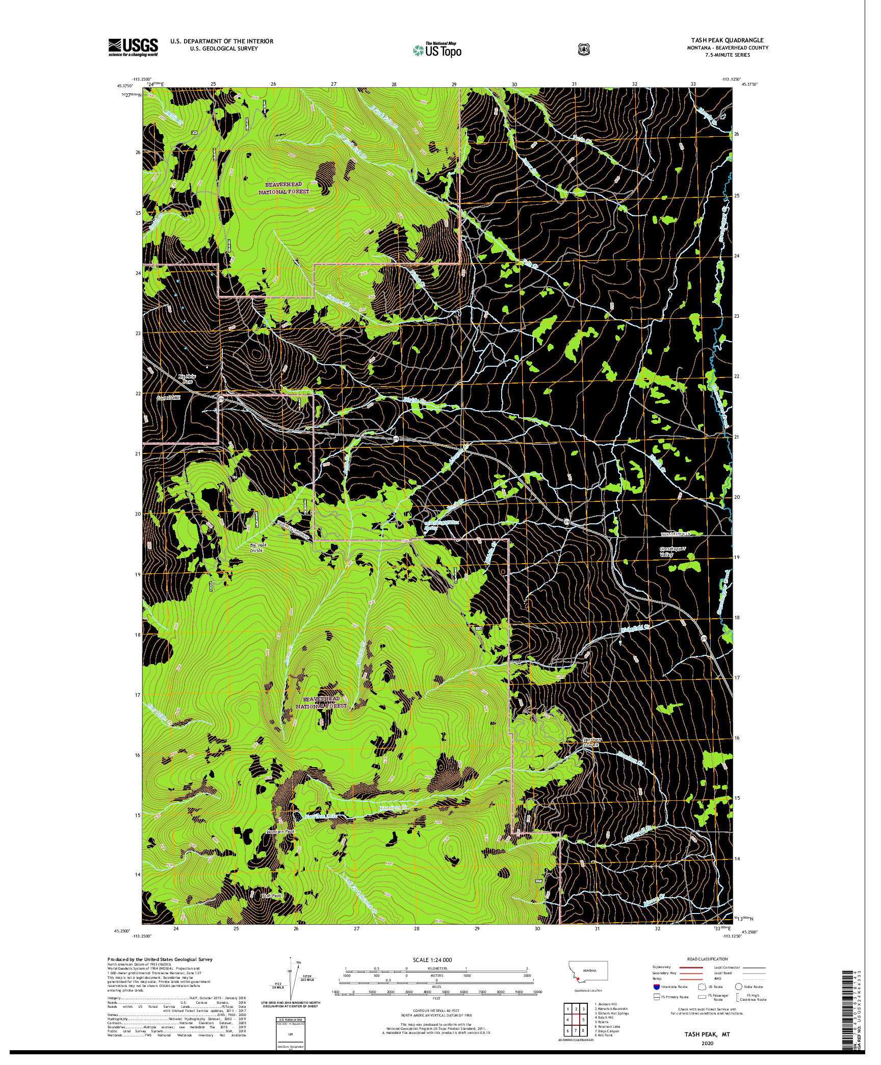 USGS US TOPO 7.5-MINUTE MAP FOR TASH PEAK, MT 2020